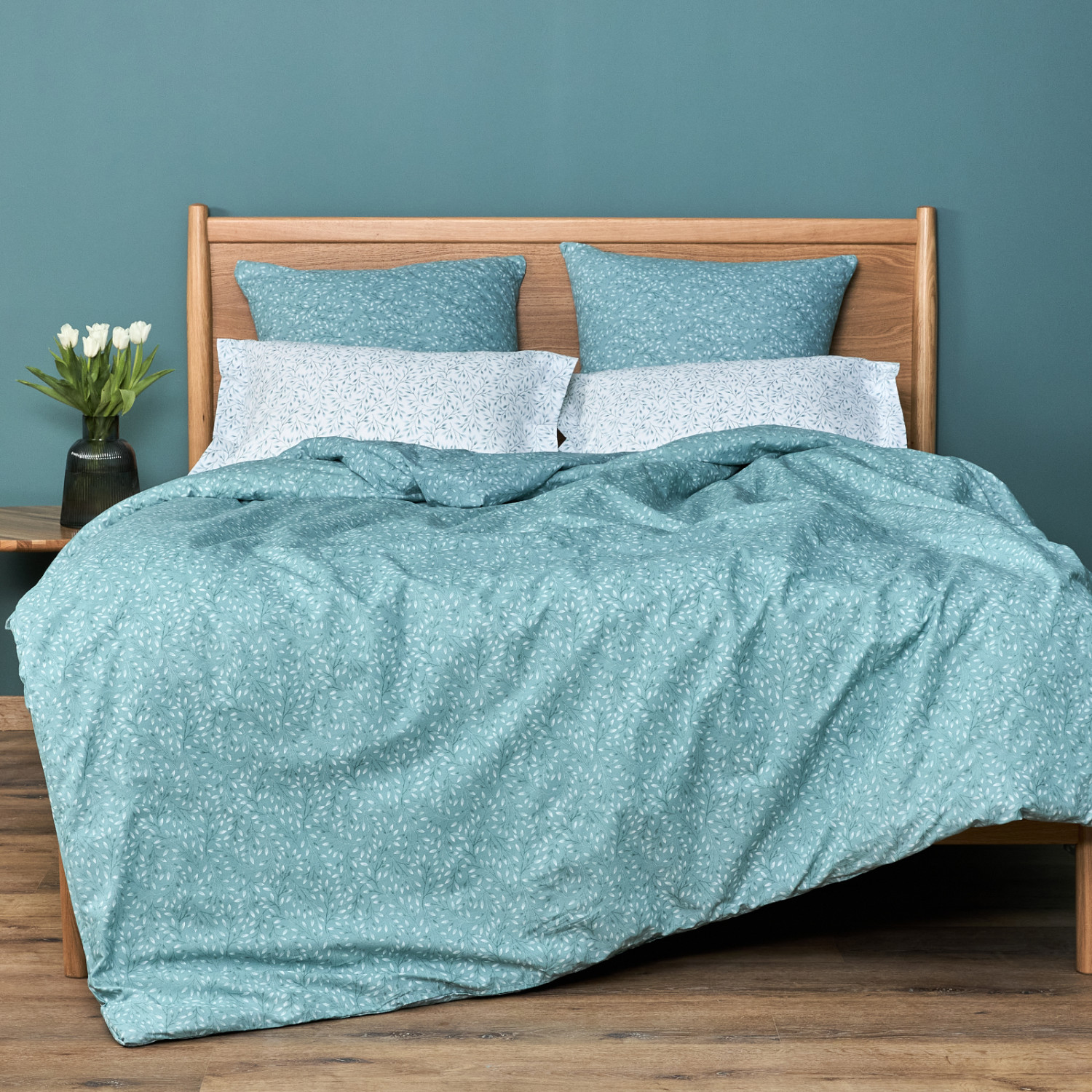 Пододеяльник Foglio, бирюза - фото № 3