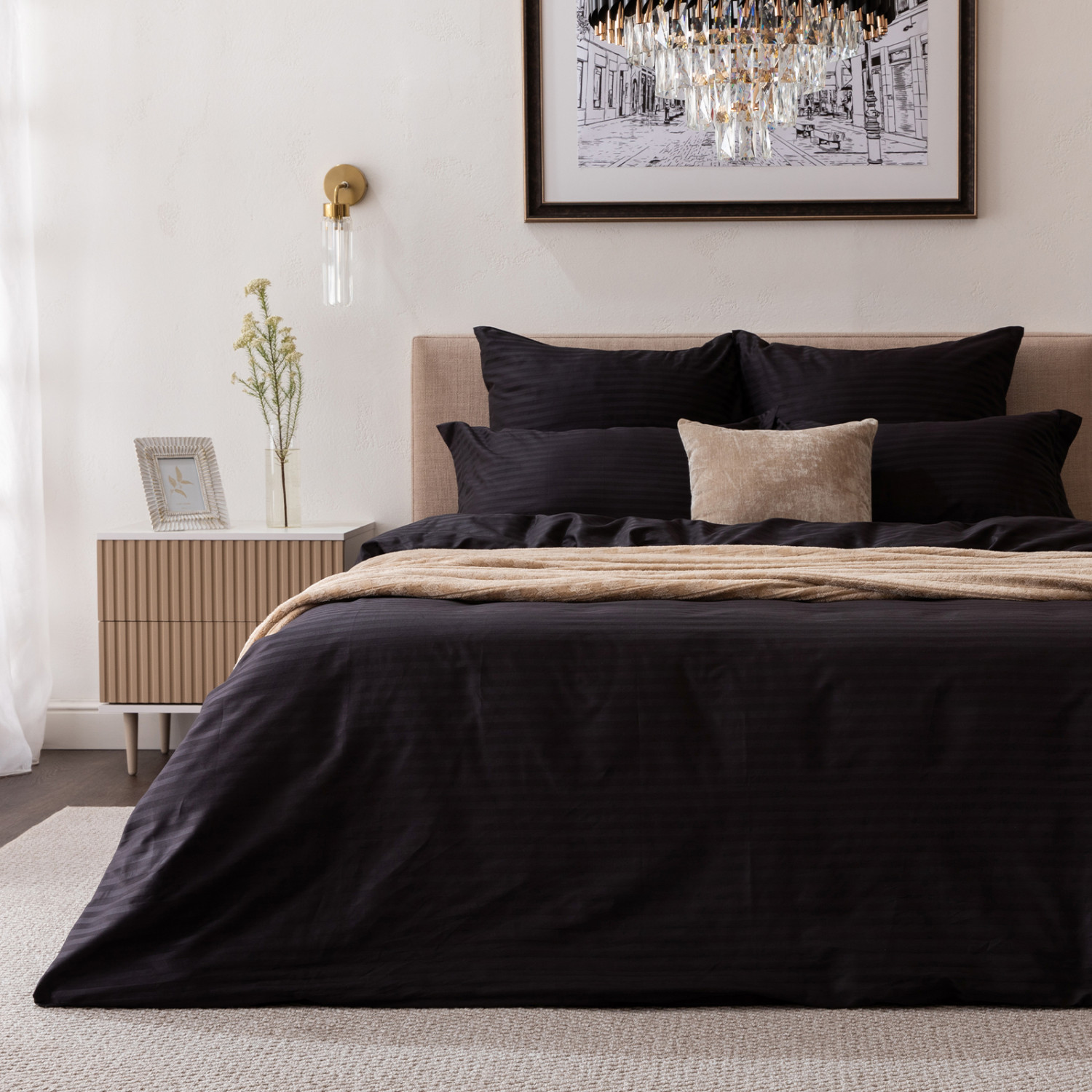 Постельное белье Black страйп-сатин I - фото № 6