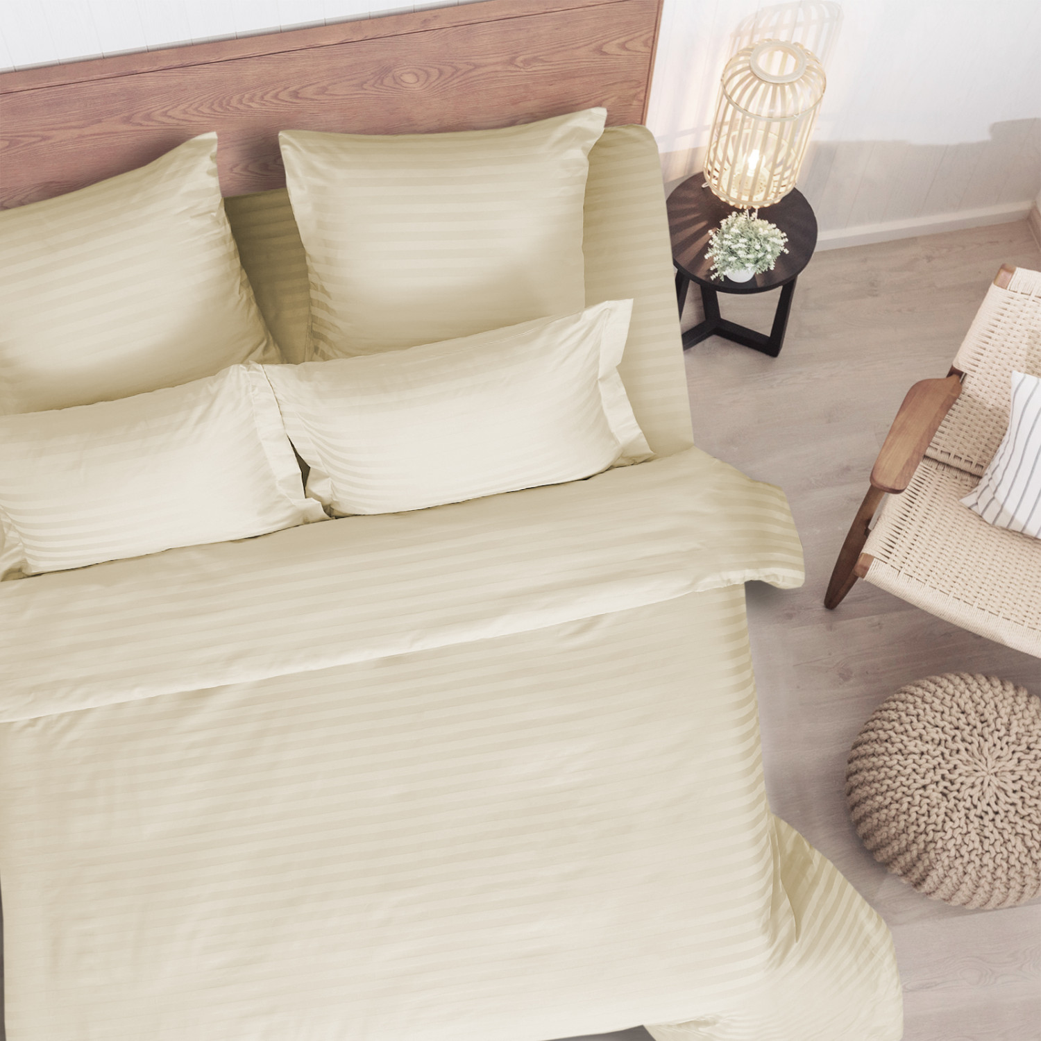 Постельное белье Экрю, страйп-сатин 40962-1 - фото № 3