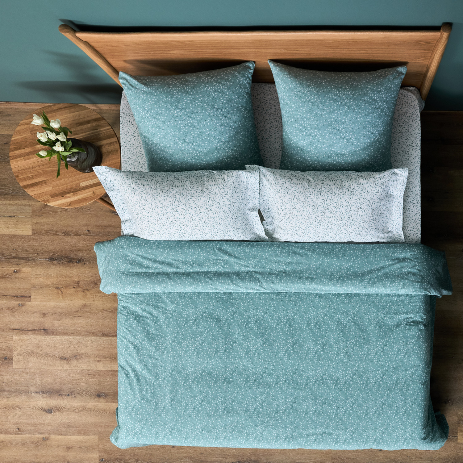 Пододеяльник Foglio, бирюза - фото № 4