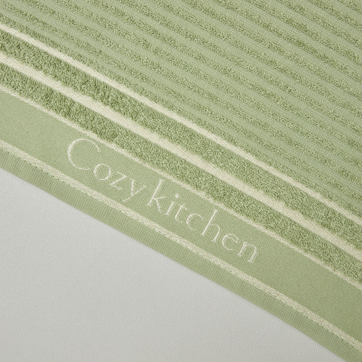 Комплект махровых полотенец Уютная кухня/COZY Kitchen, зеленый - фото № 5