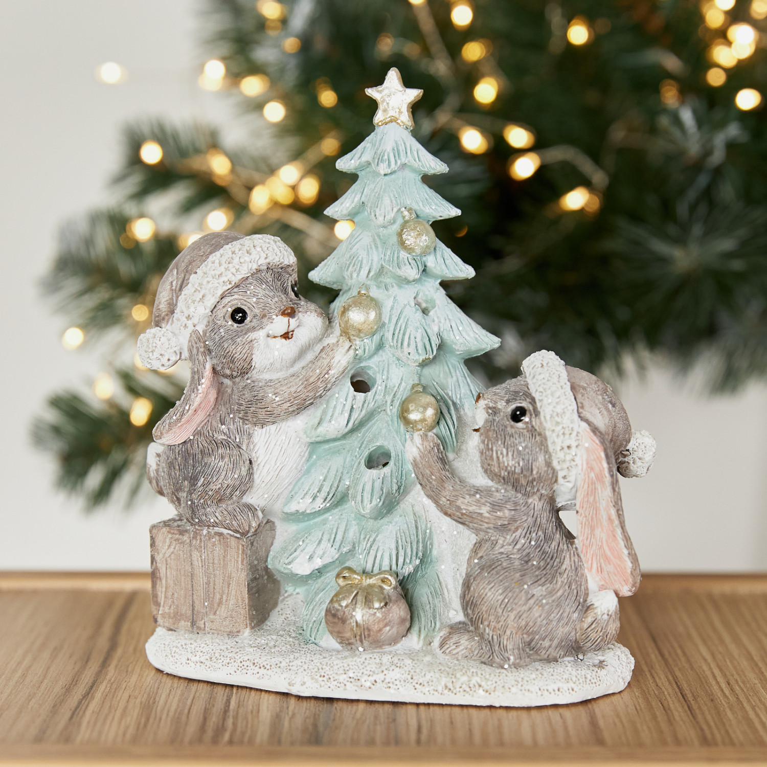 Статуэтка с подсветкой Кролики и Елка Lepri - фото № 2