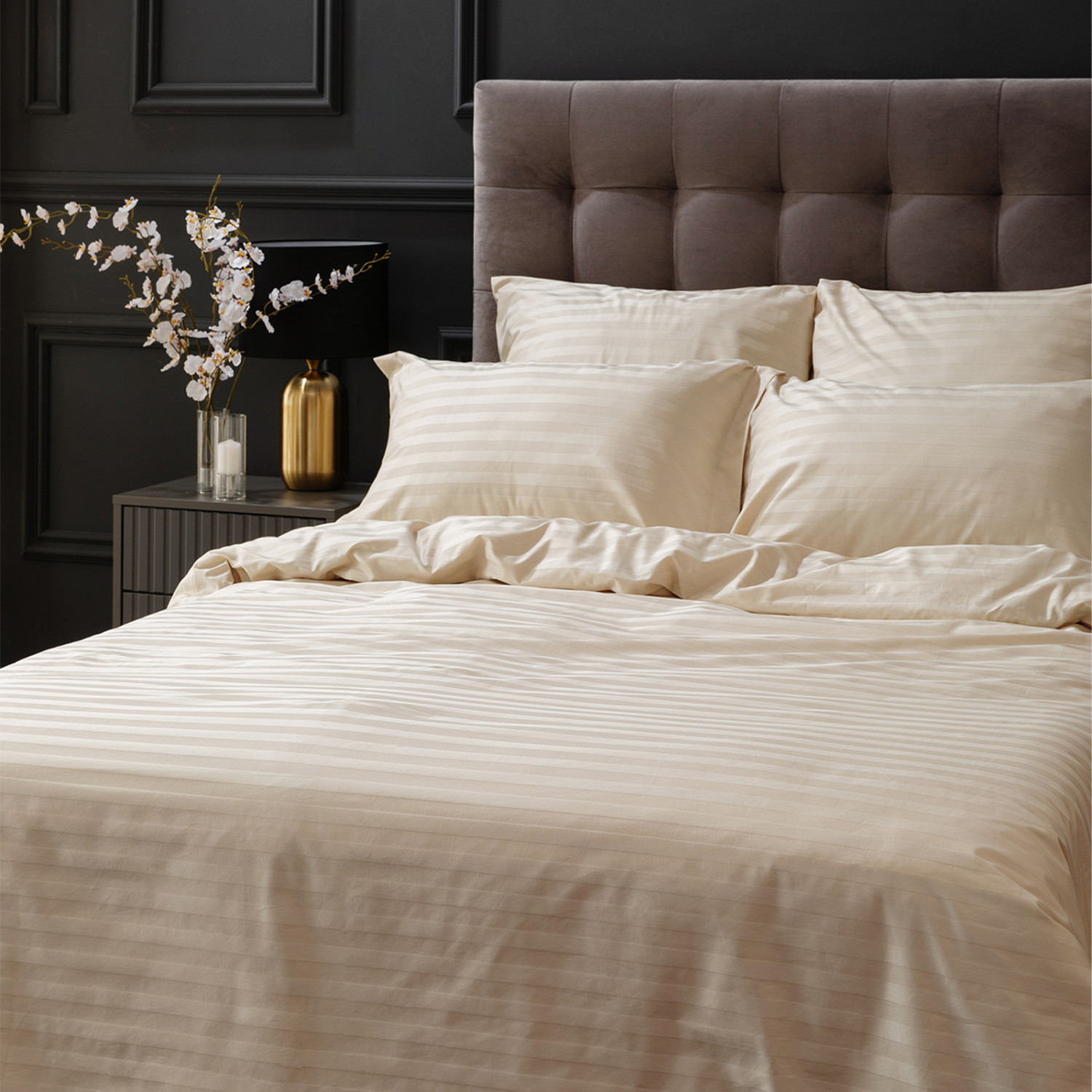 Постельное белье Ecru, страйп-сатин 40156 - фото № 3