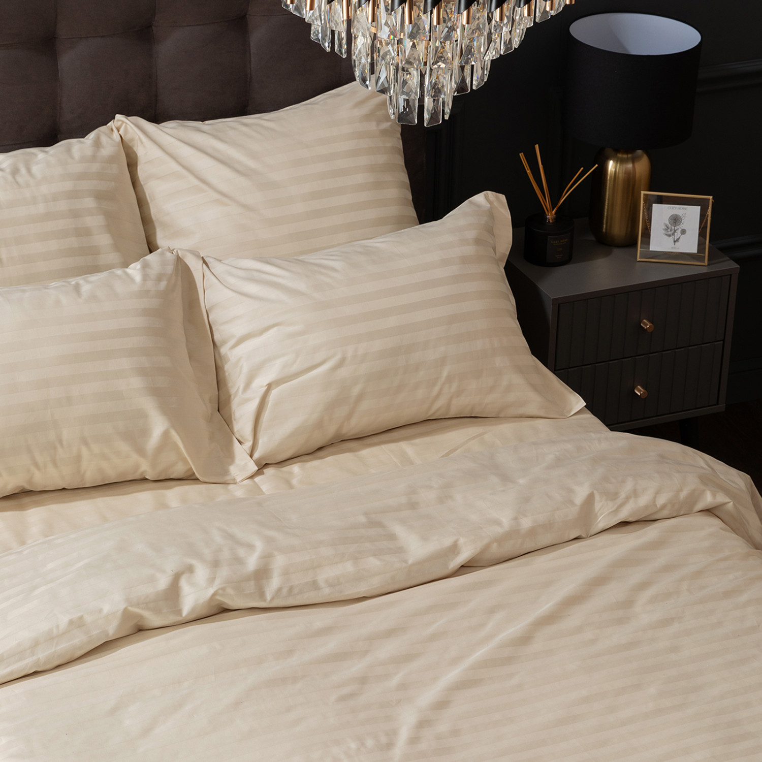 Постельное белье Экрю, страйп-сатин 40156 - фото № 6