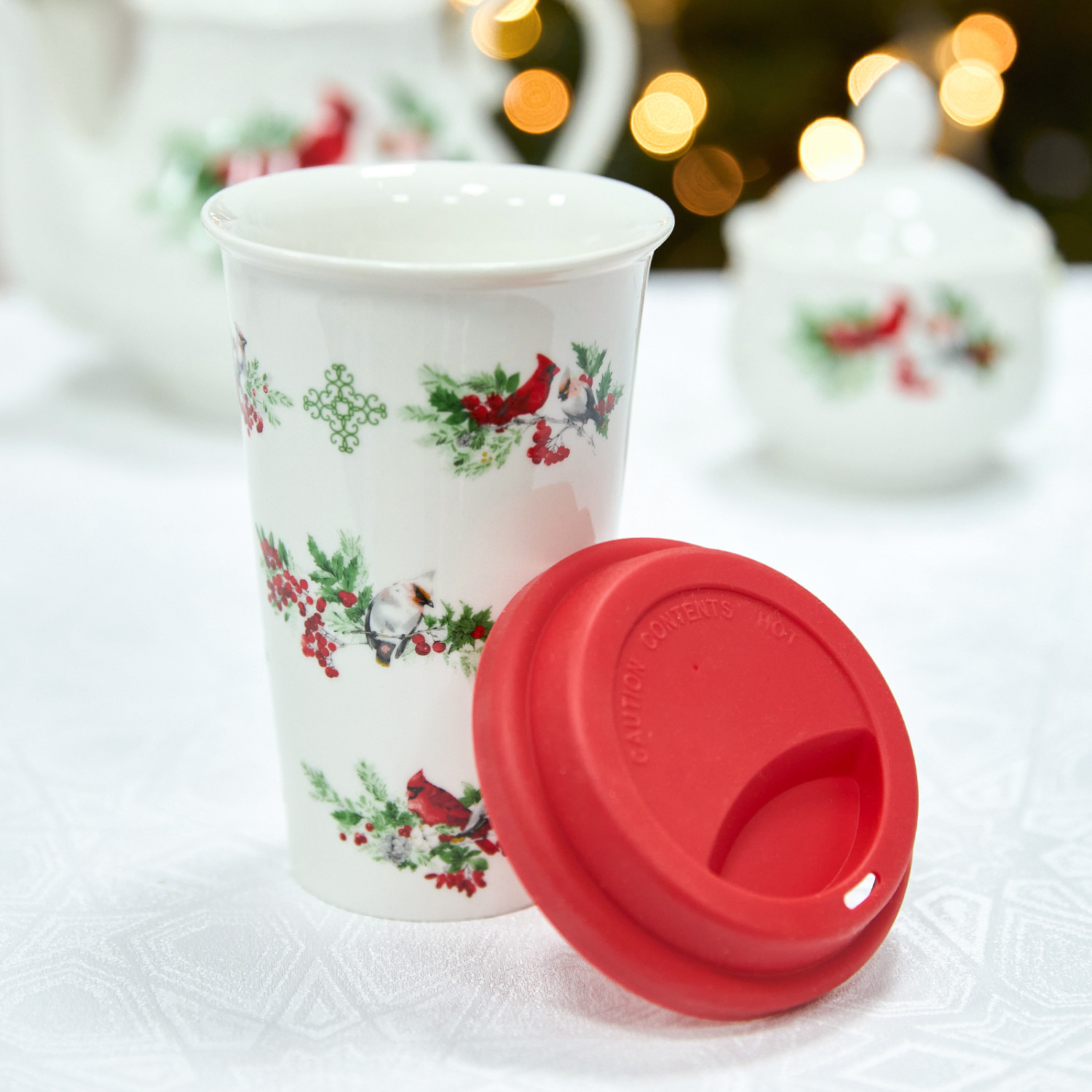 Стакан для кофе с собой Christmas birds - фото № 2