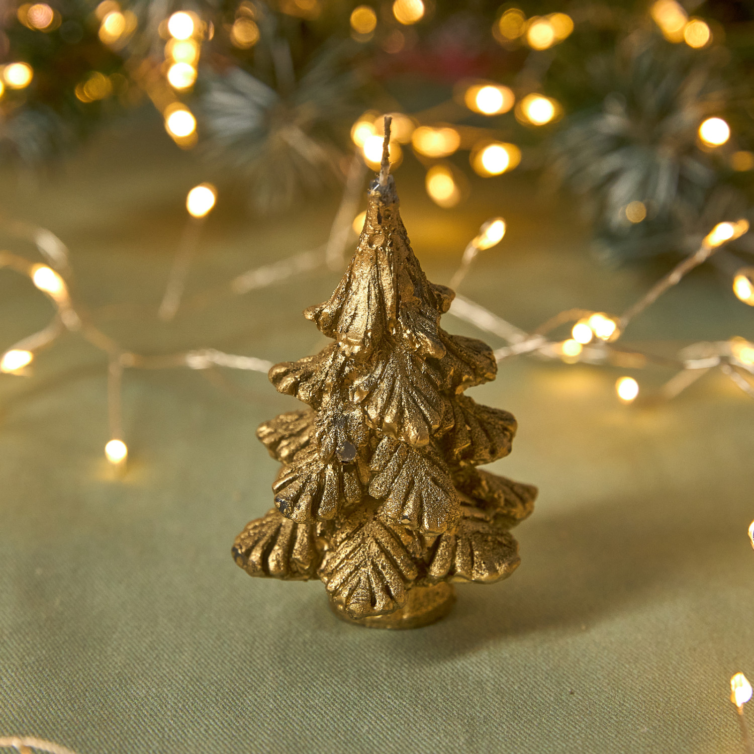 Свеча Winter tree, золотая