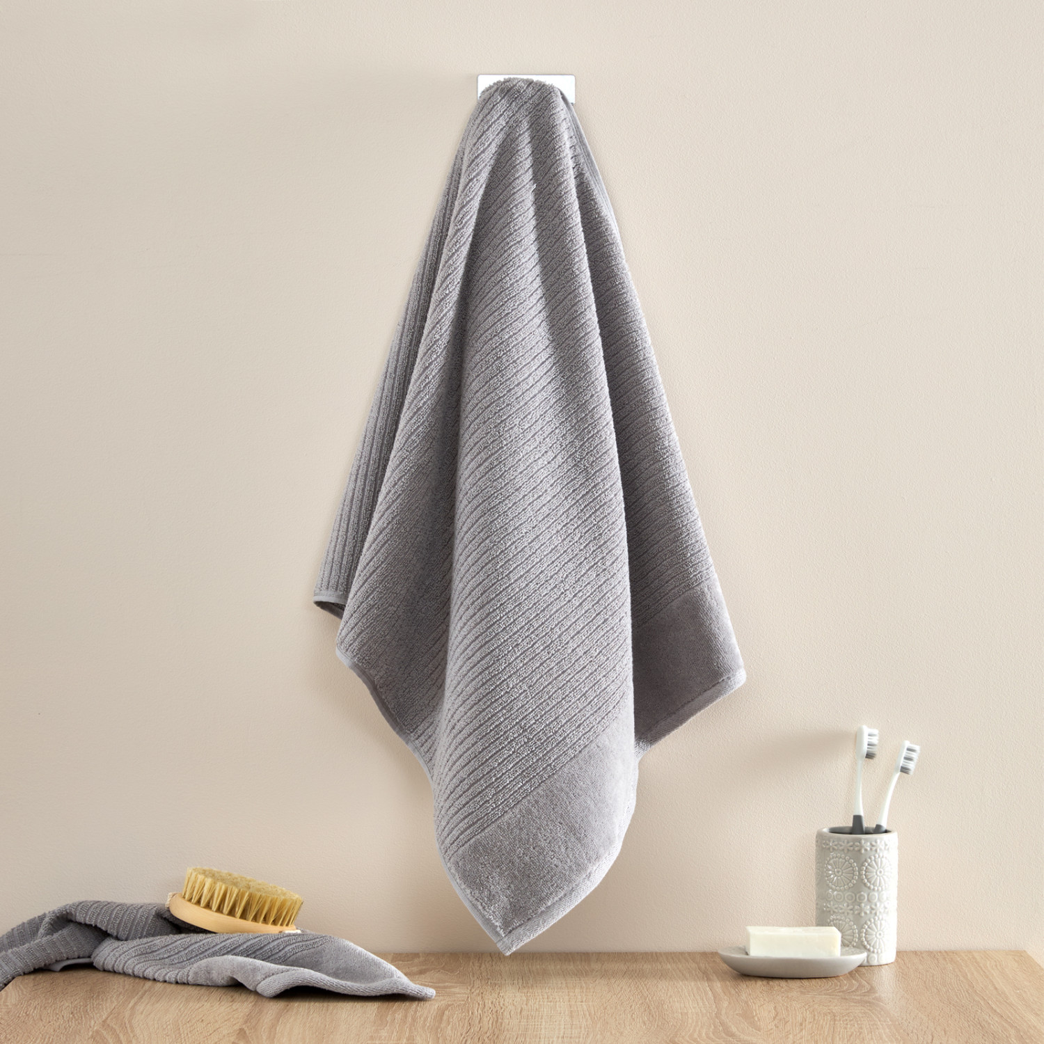 Полотенце махровое Vincenza, серое II - фото № 2