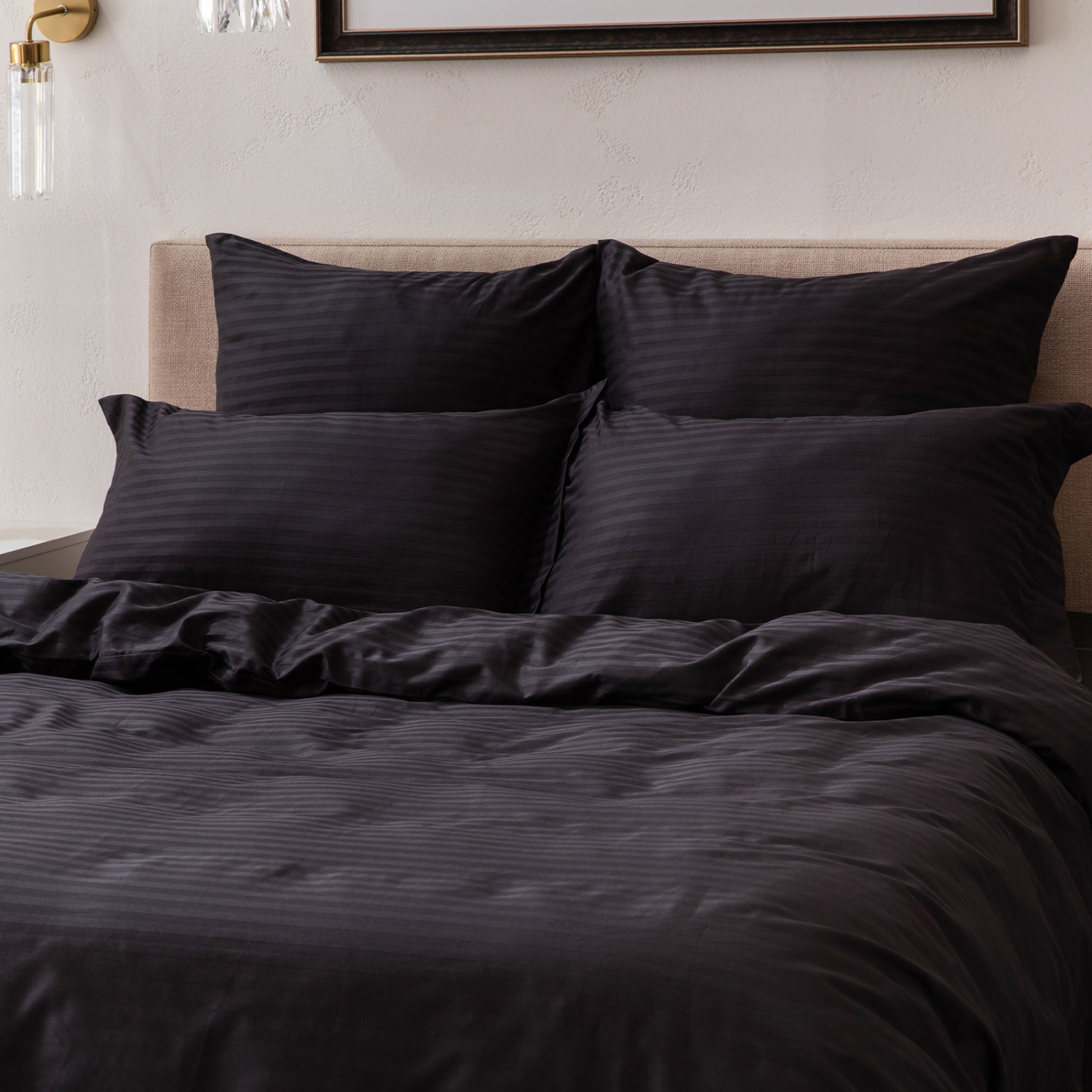 Постельное белье Black страйп-сатин I - фото № 5