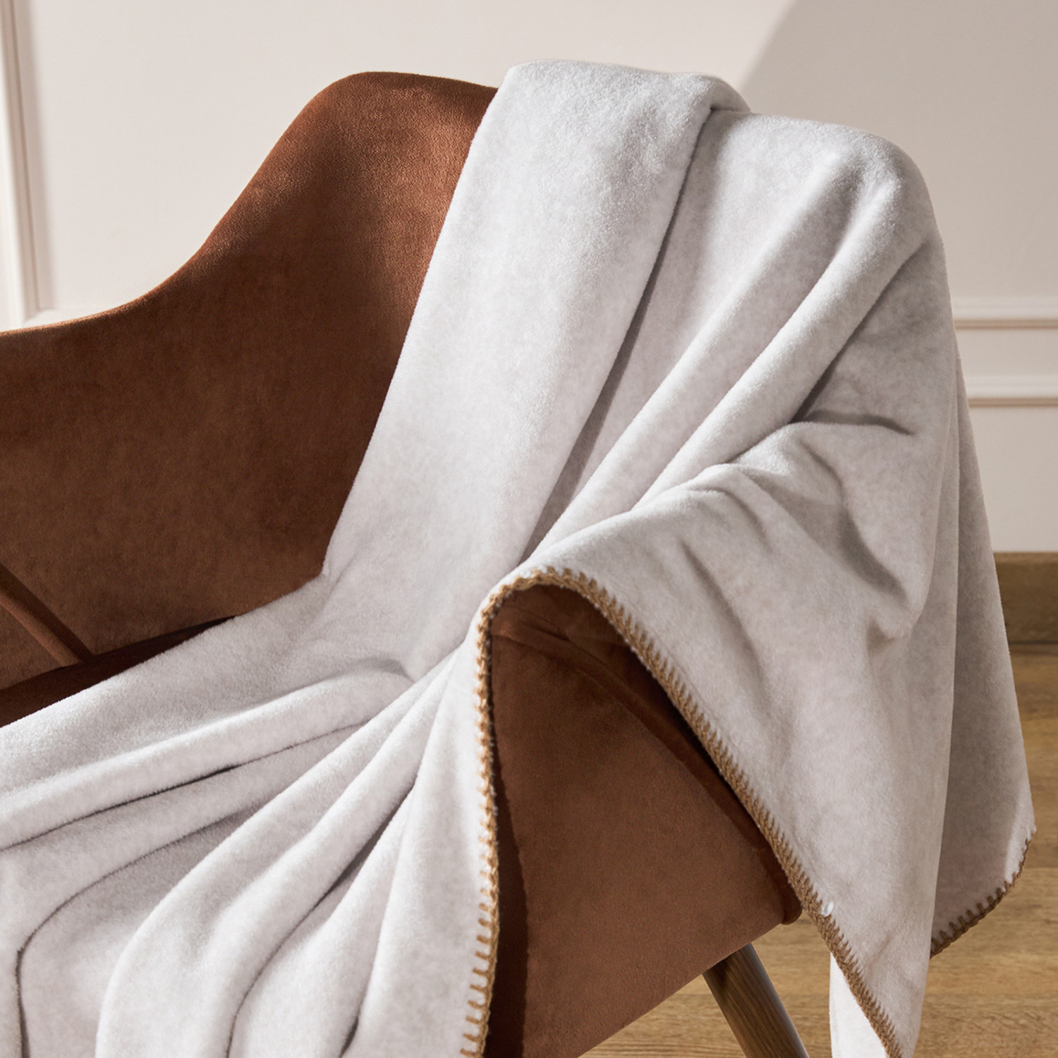 Плед Пончо/Poncho, светло-бежевый - фото № 3