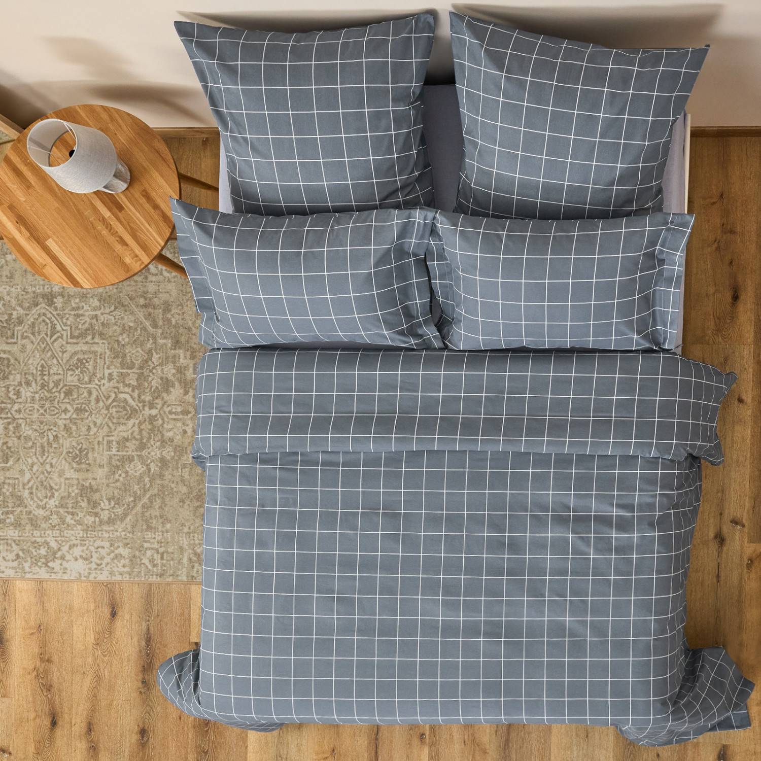 Постельное белье полукомплект Quadretti, серо-голубое - фото № 6