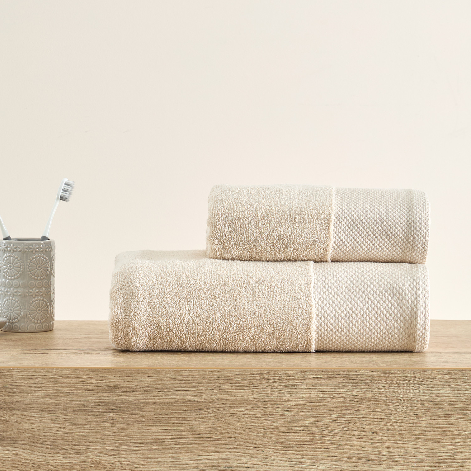 Полотенце махровое Strisce, бежевое - фото № 6