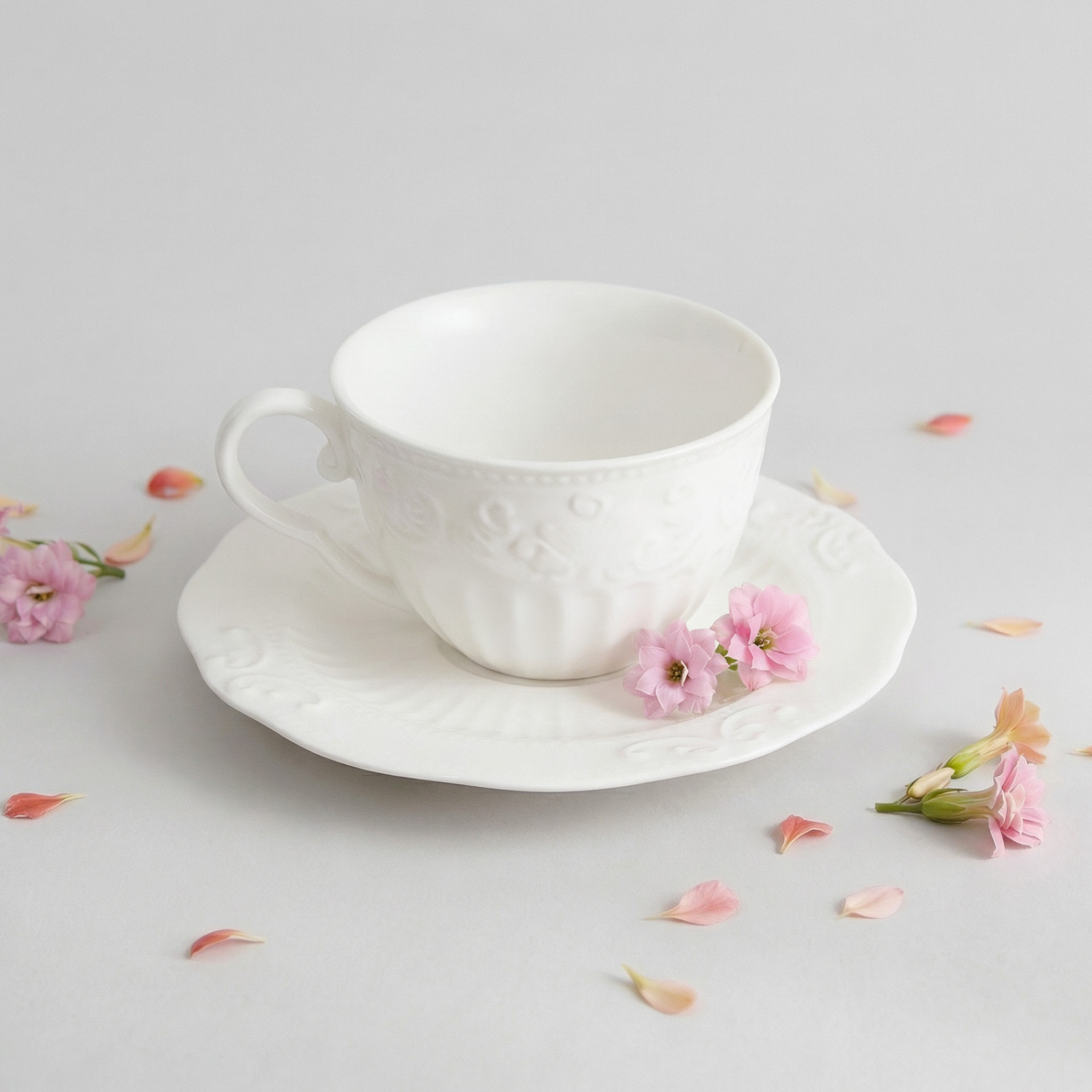 Чайная пара Emboss White