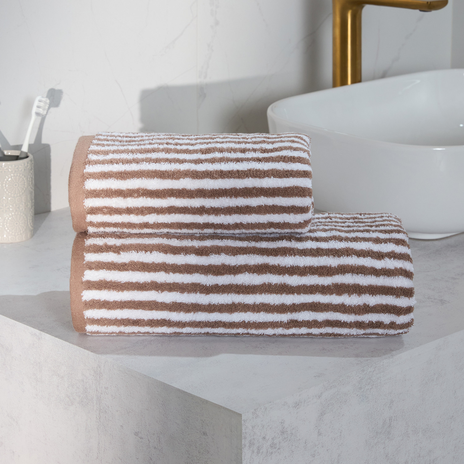 Комплект полотенец Узкая полоска/Striscia stretta, какао