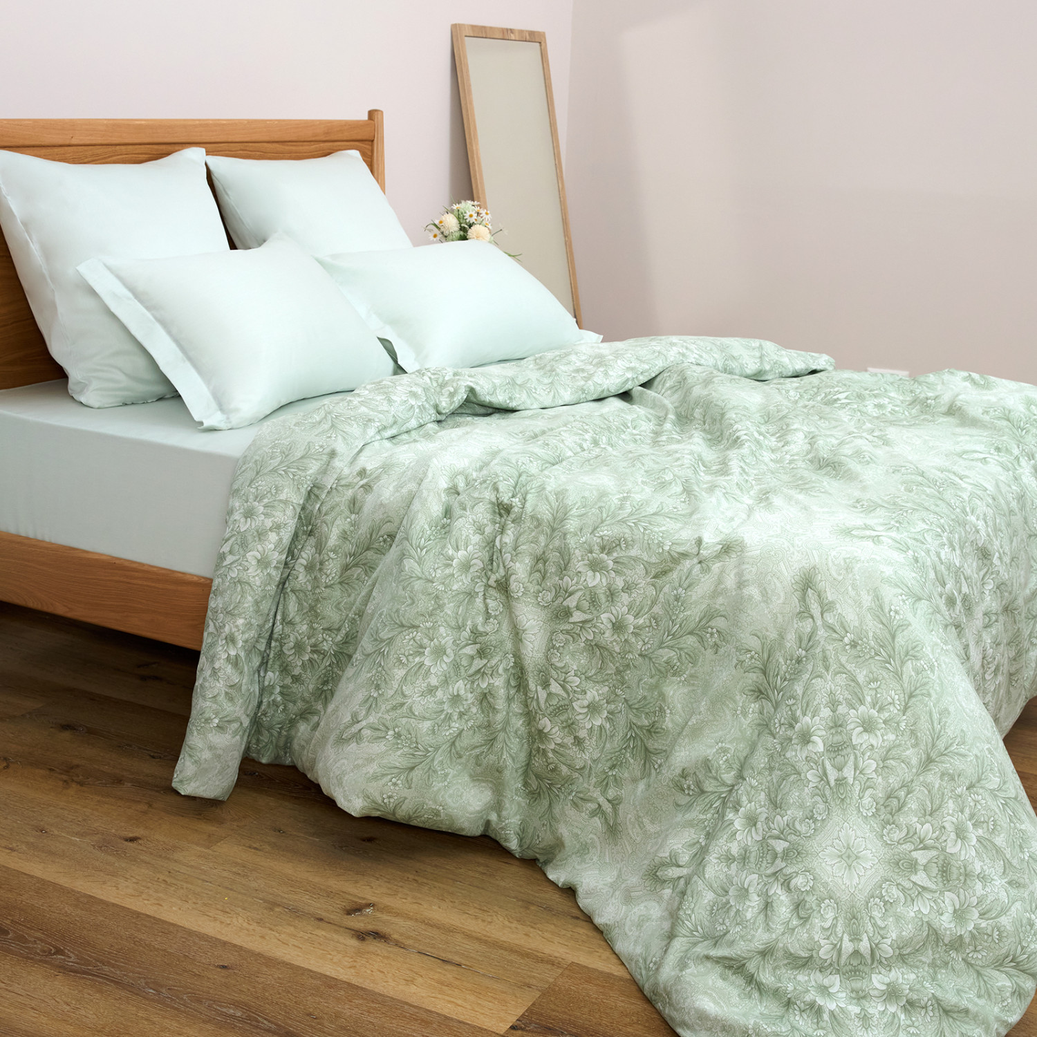 Постельное белье Venetto, зеленое (тубус) - фото № 7