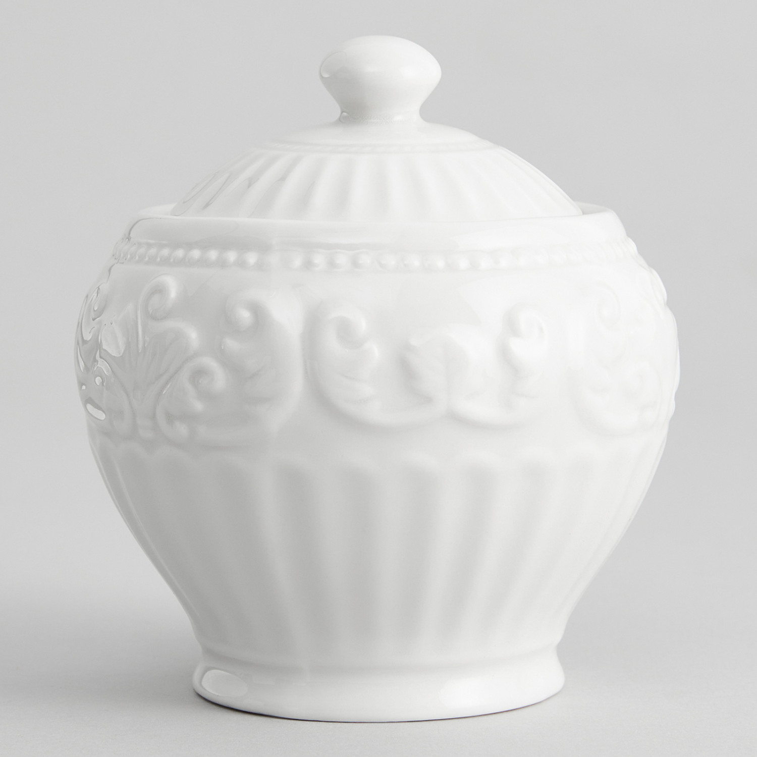 Сахарница Белое тиснение/Emboss White - фото № 2