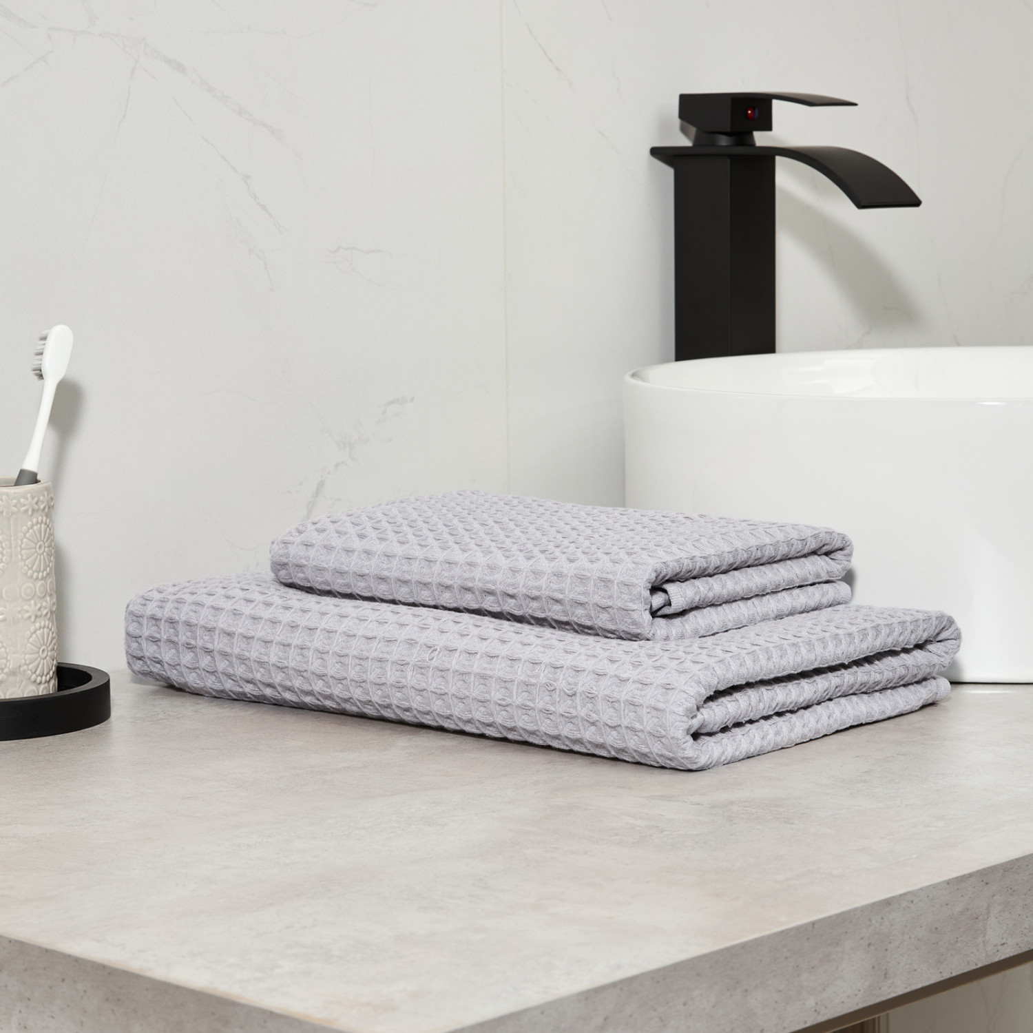 Полотенце вафельное Lorgo, серое - фото № 8