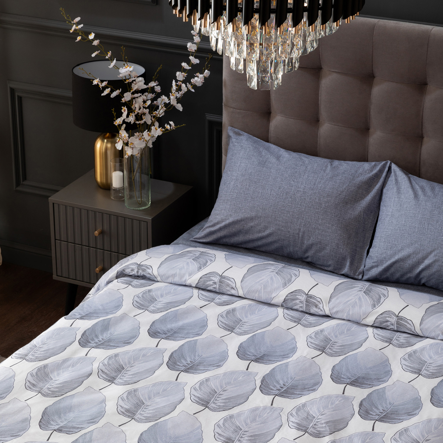 Постельное белье Модико (синие листья) I - фото № 5