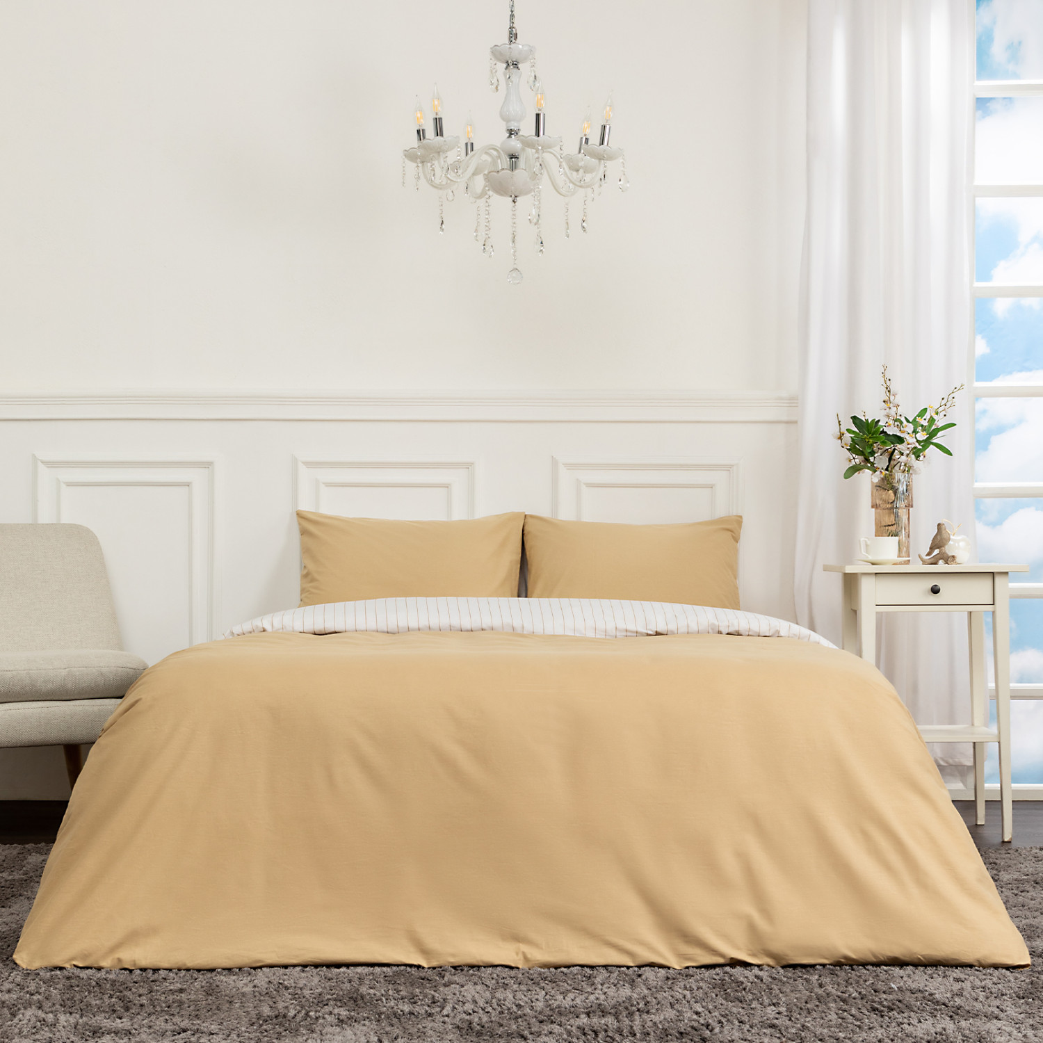 Постельное белье Янтарный в полоску/Amber stripe - фото № 2