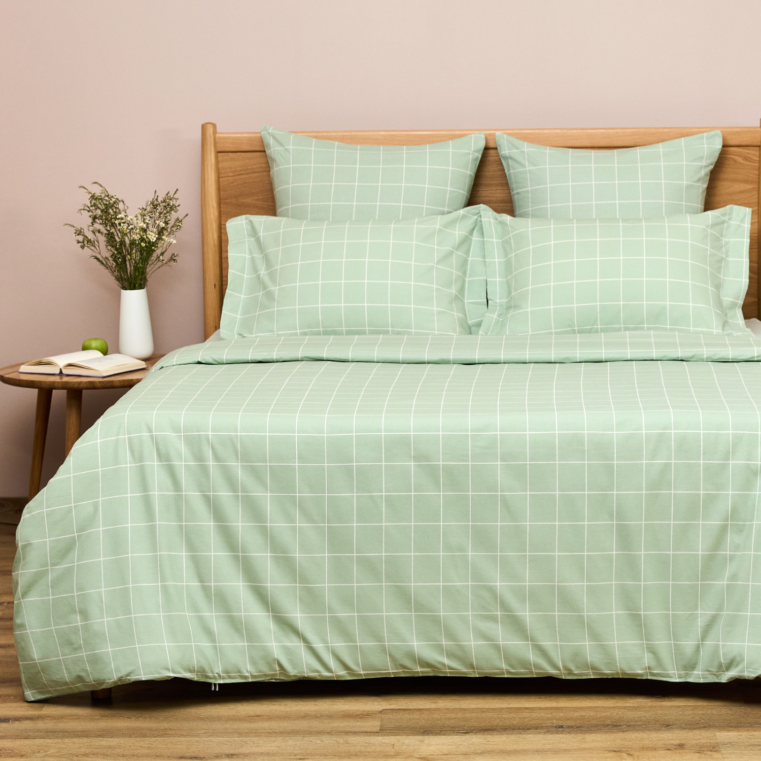 Постельное белье полукомплект Quadretti, зеленое - фото № 3