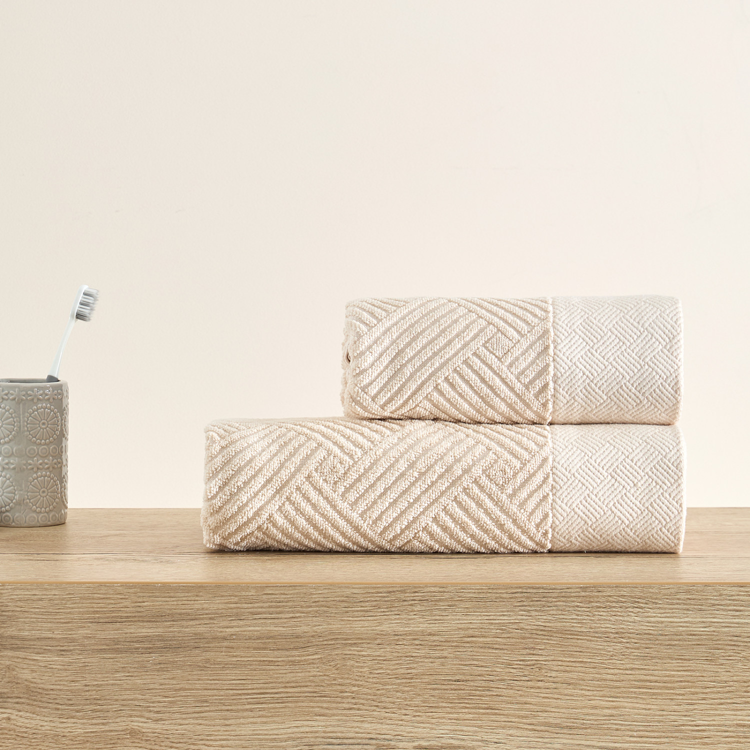 Полотенце махровое Zigzag, бежевое - фото № 9