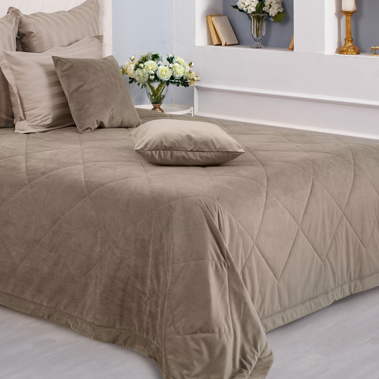 Покрывало Vellut, бежево-серое - фото № 6