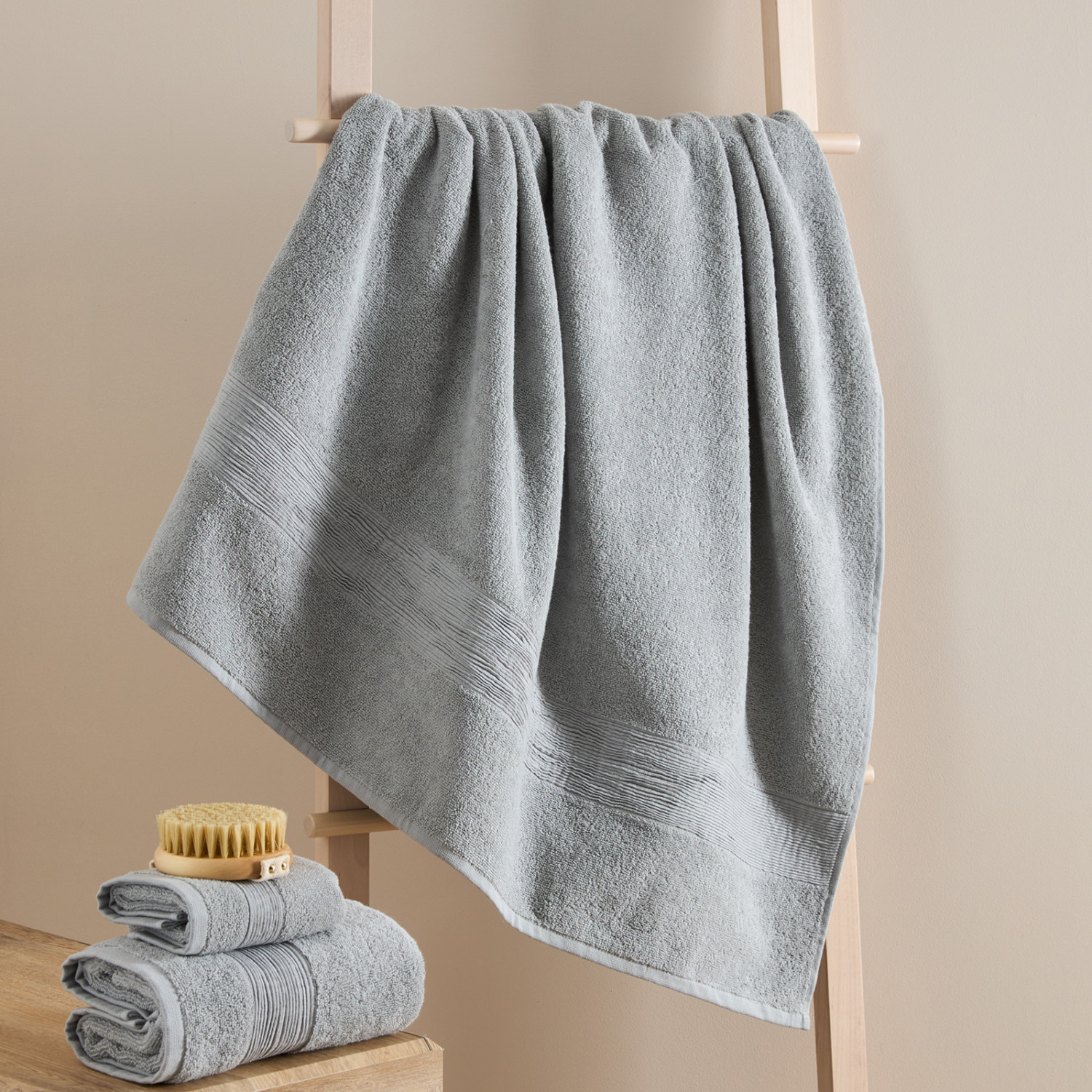 Полотенце махровое Piega, серое - фото № 4