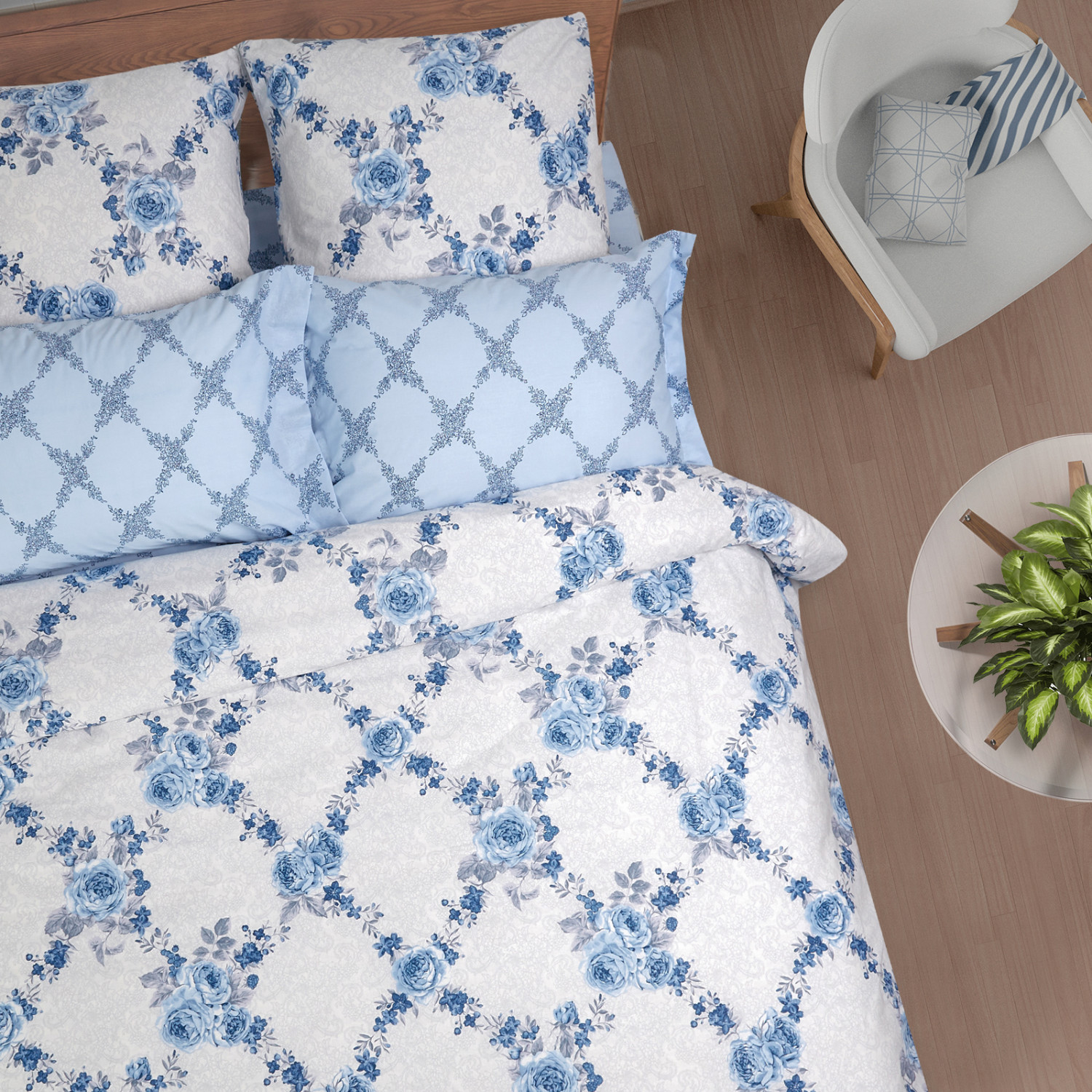 Пододеяльник Romanza, голубой - фото № 4