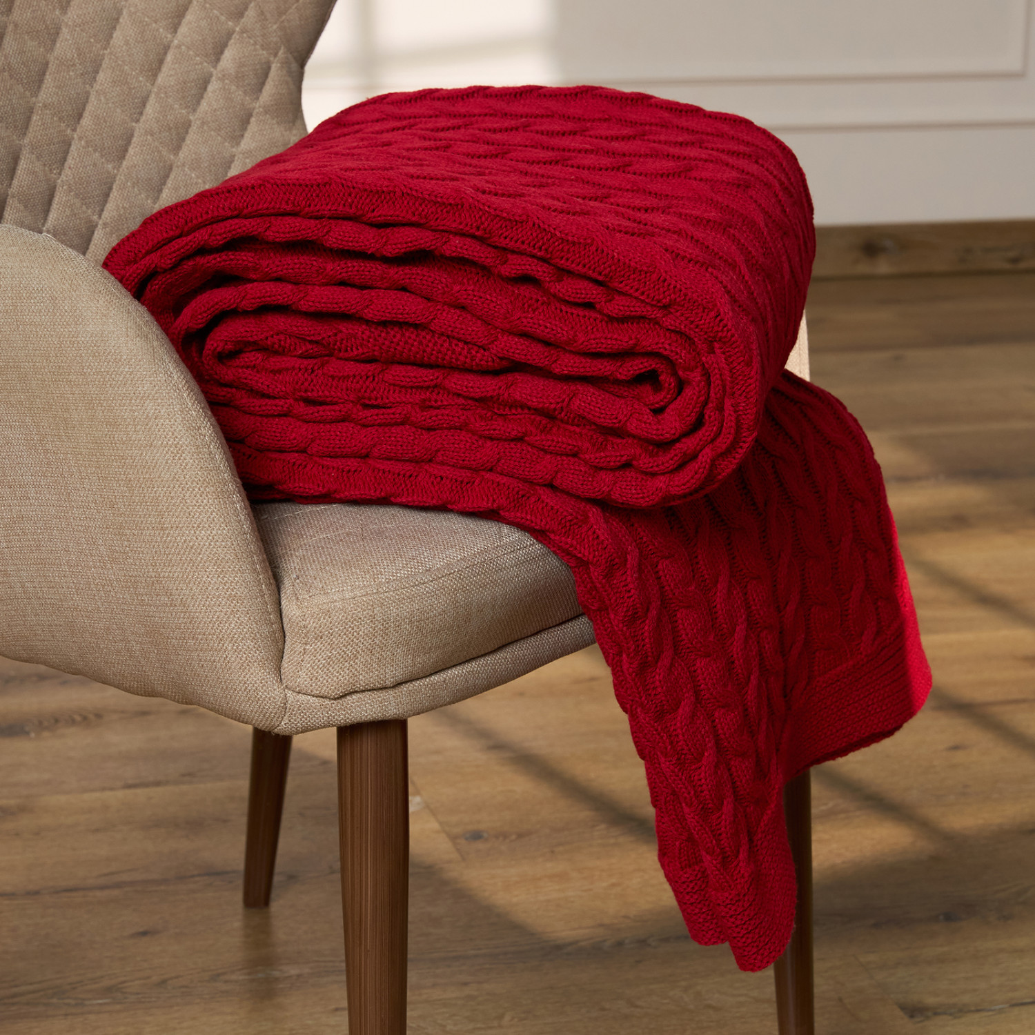 Плед Виллена/Villena, ярко-красный - фото № 2