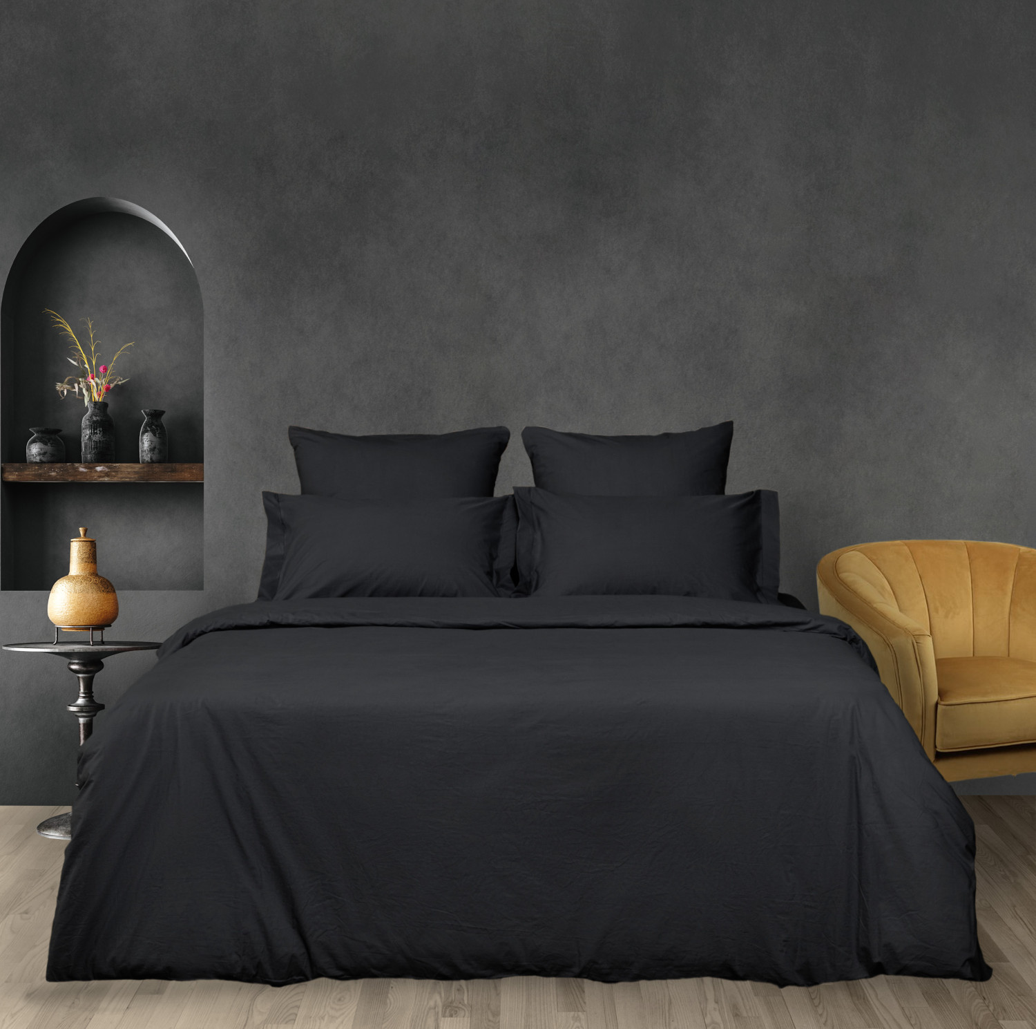 Постельное белье Black, вареный хлопок - фото № 2