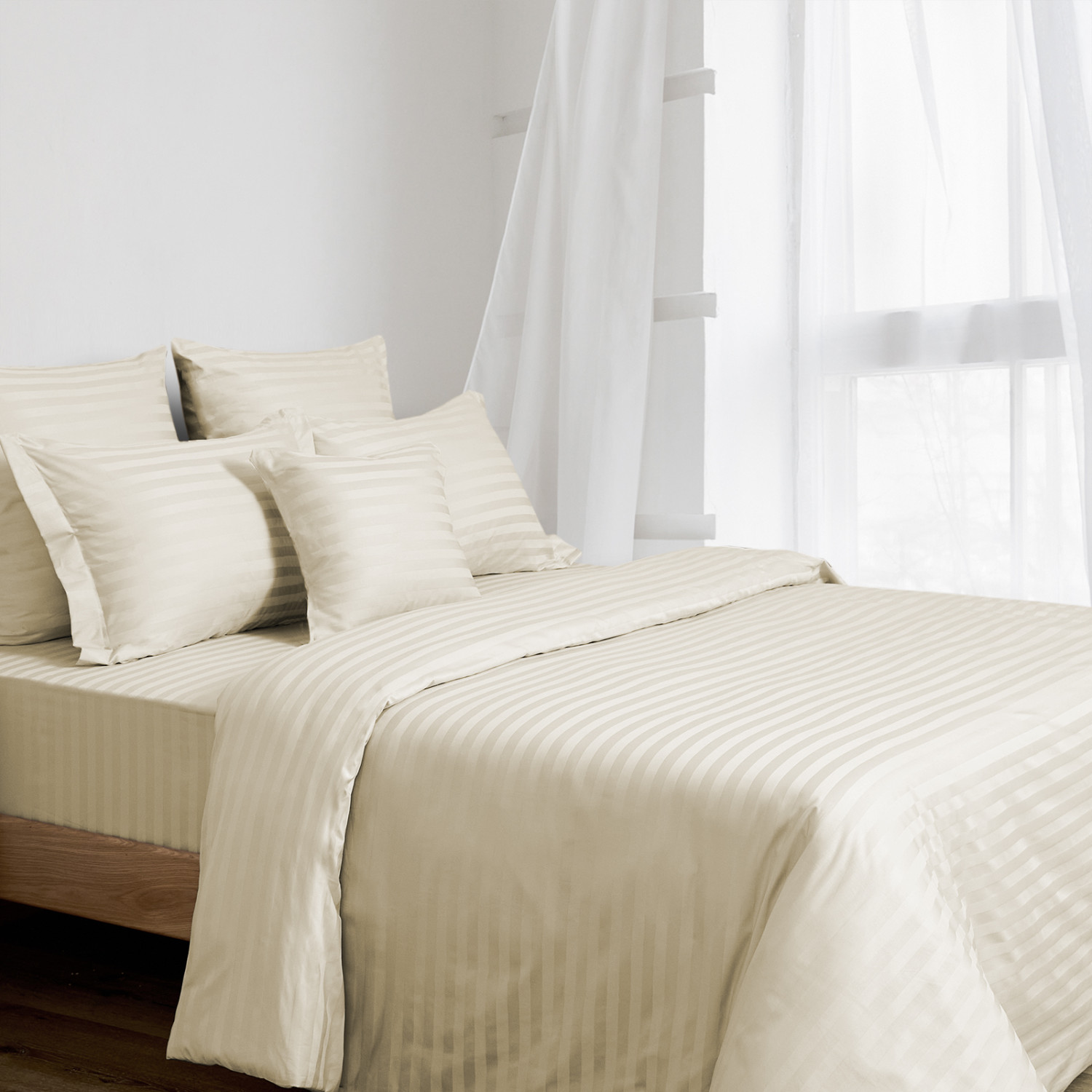 Постельное белье Ecru, страйп-сатин 40962-1 - фото № 4
