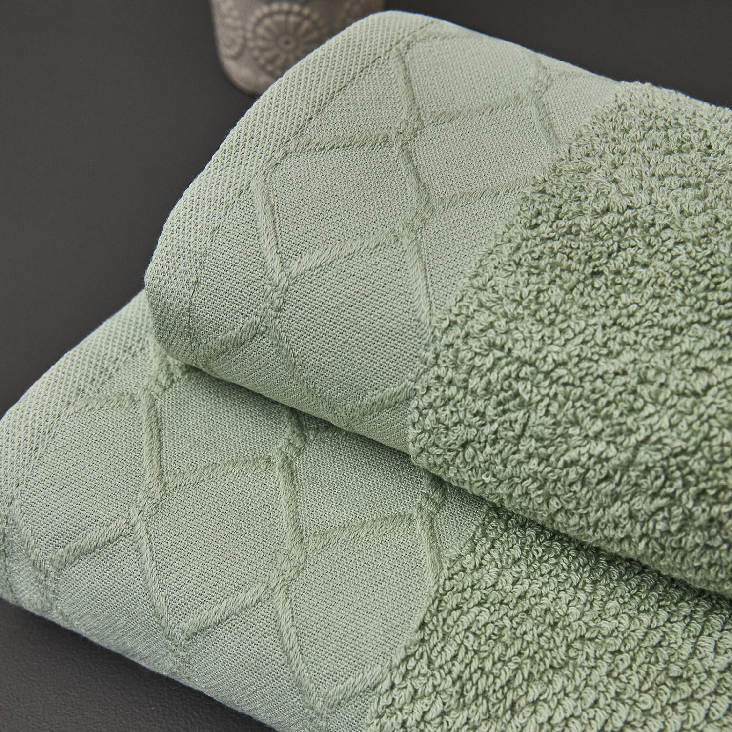 Полотенце махровое Savona, зеленое - фото № 3