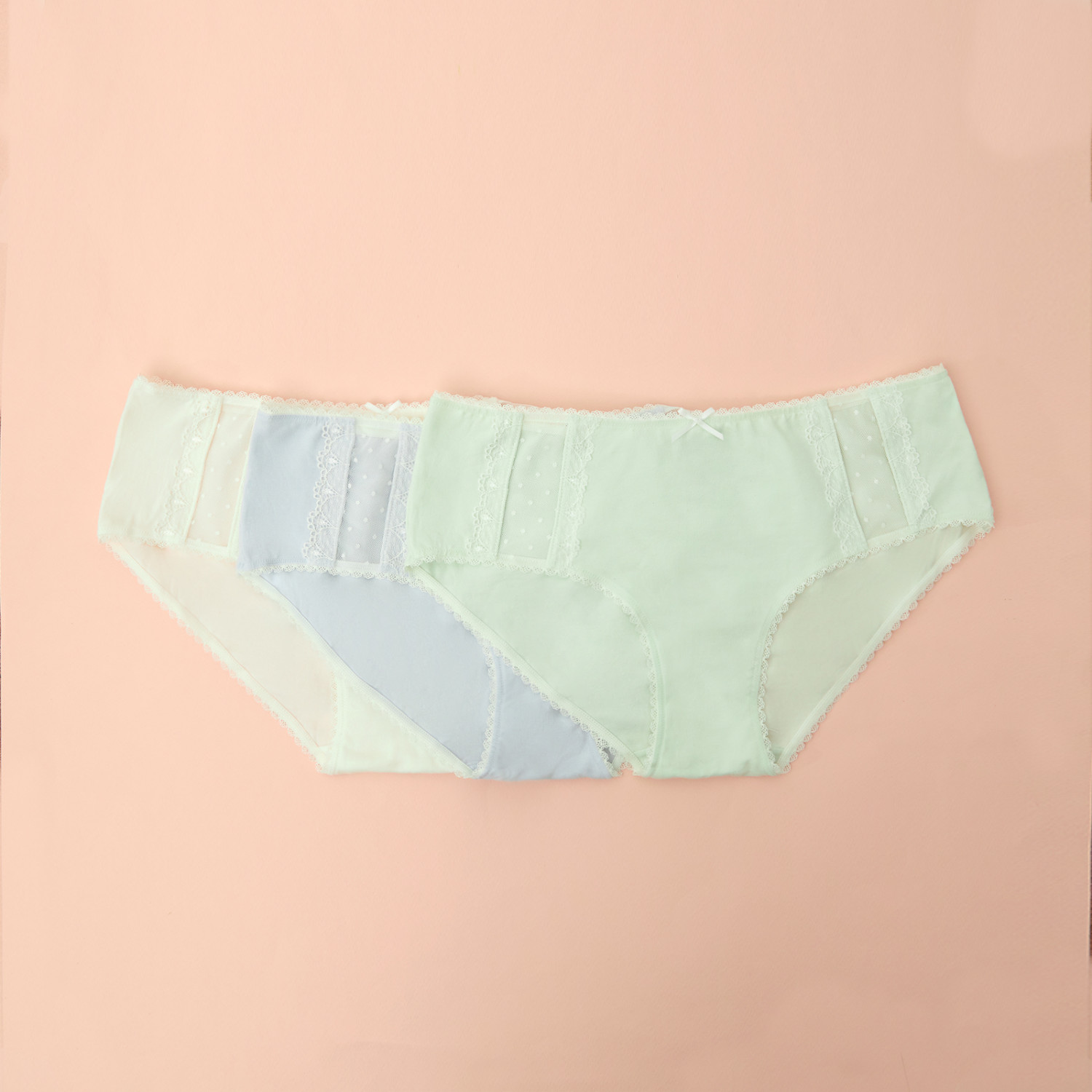 Набор трусов Maxi Slip, бежевый/голубой/зеленый - фото № 7