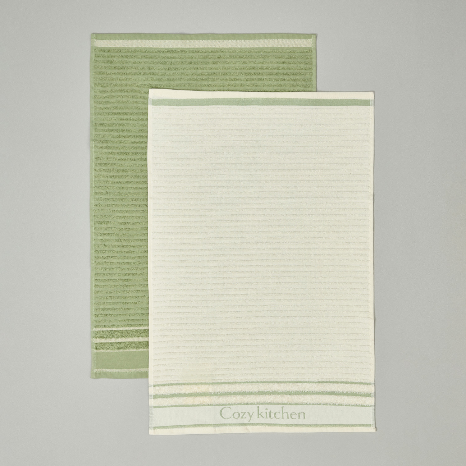 Комплект махровых полотенец Уютная кухня/COZY Kitchen, зеленый - фото № 3