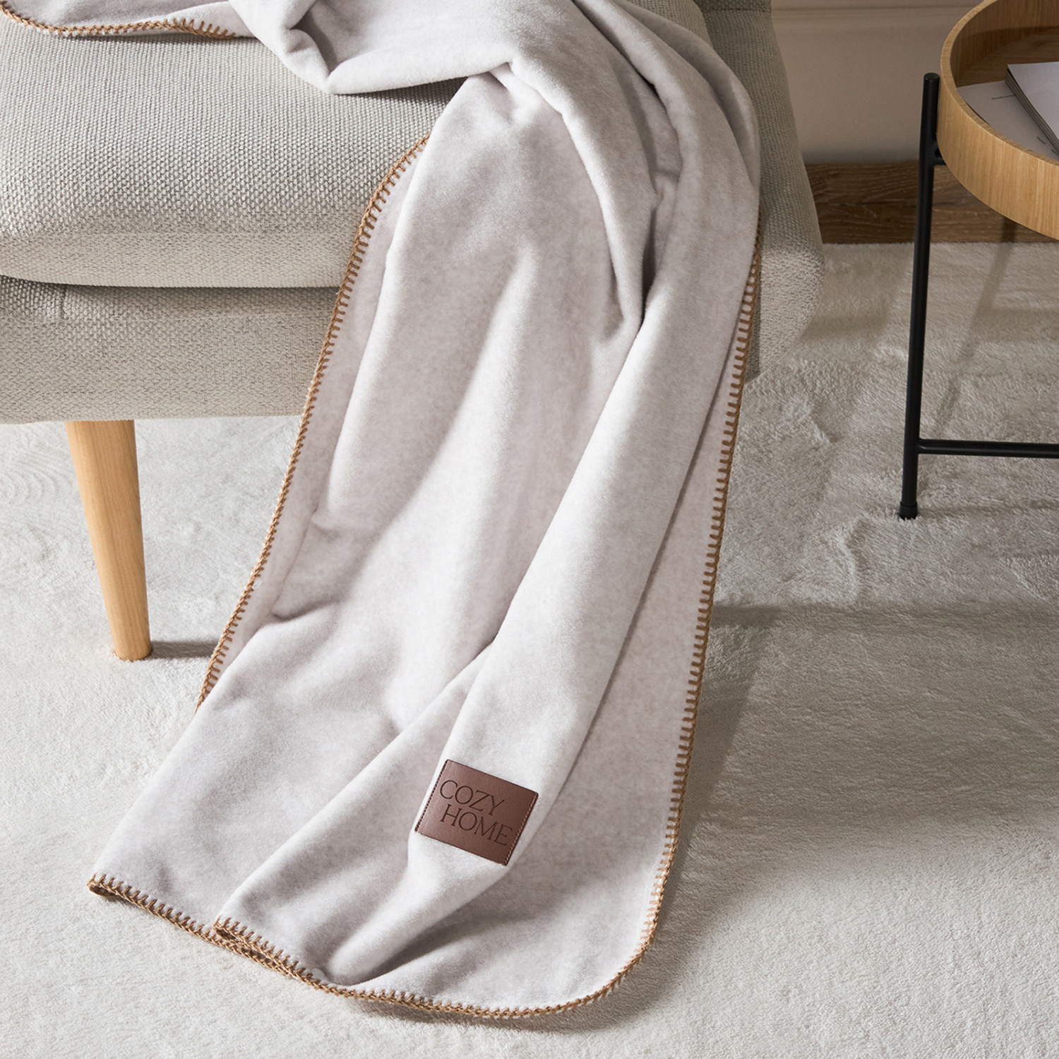 Плед Пончо/Poncho, светло-бежевый - фото № 4