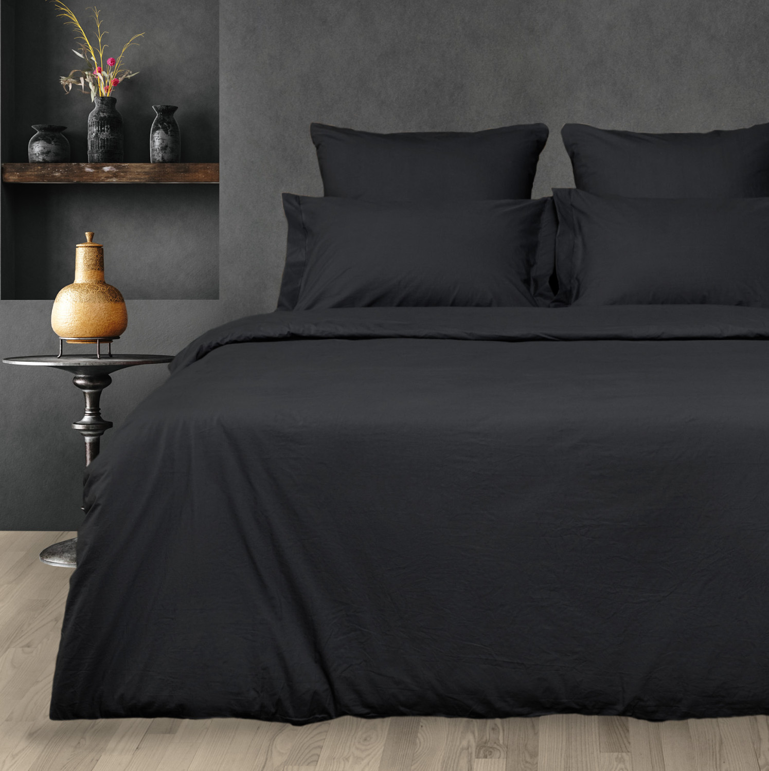 Постельное белье Black, вареный хлопок