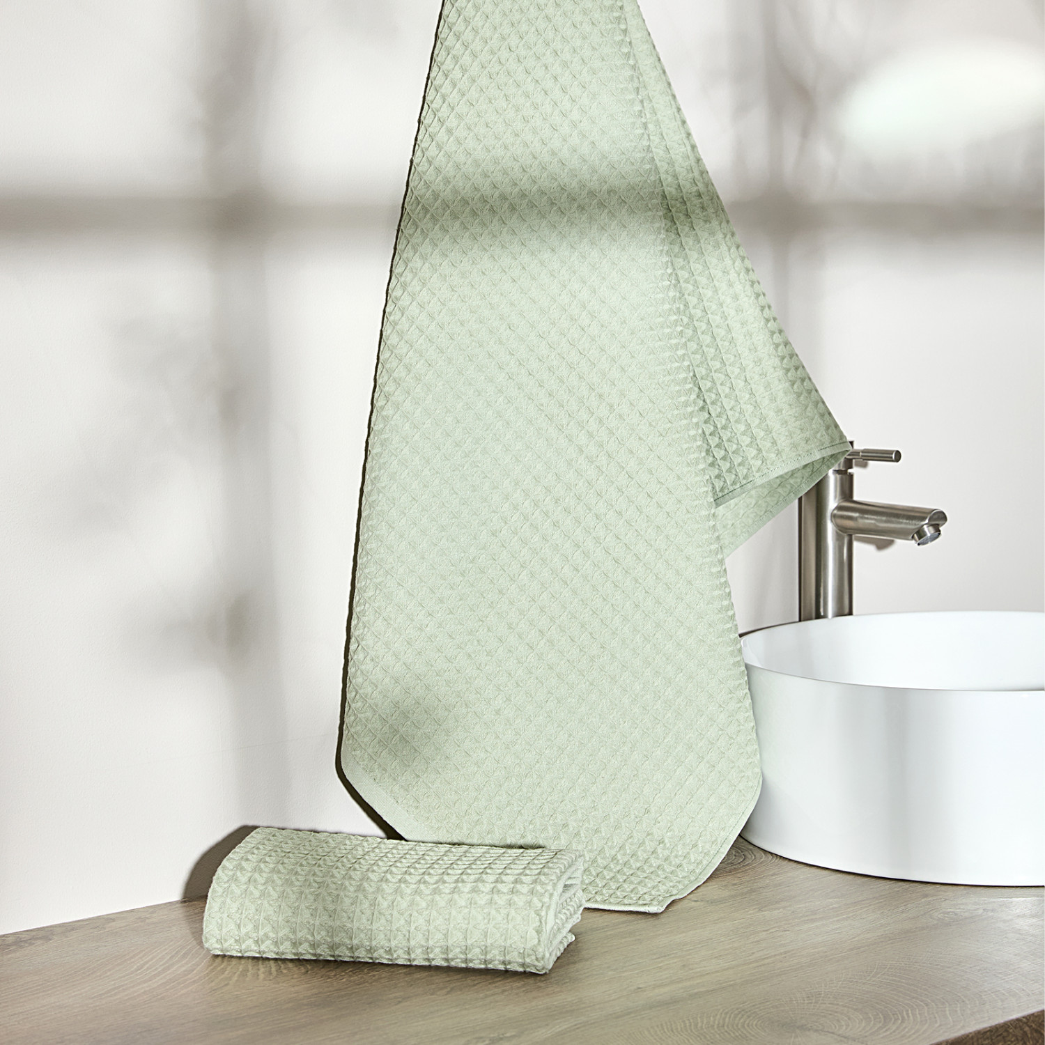 Полотенце вафельное Lorgo, зеленое - фото № 3