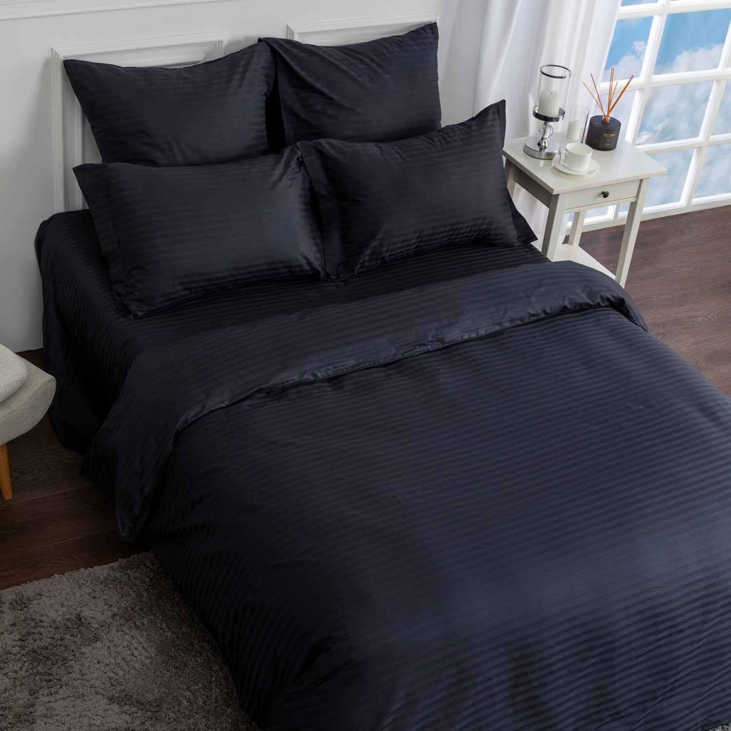 Постельное белье Black страйп-сатин II - фото № 6