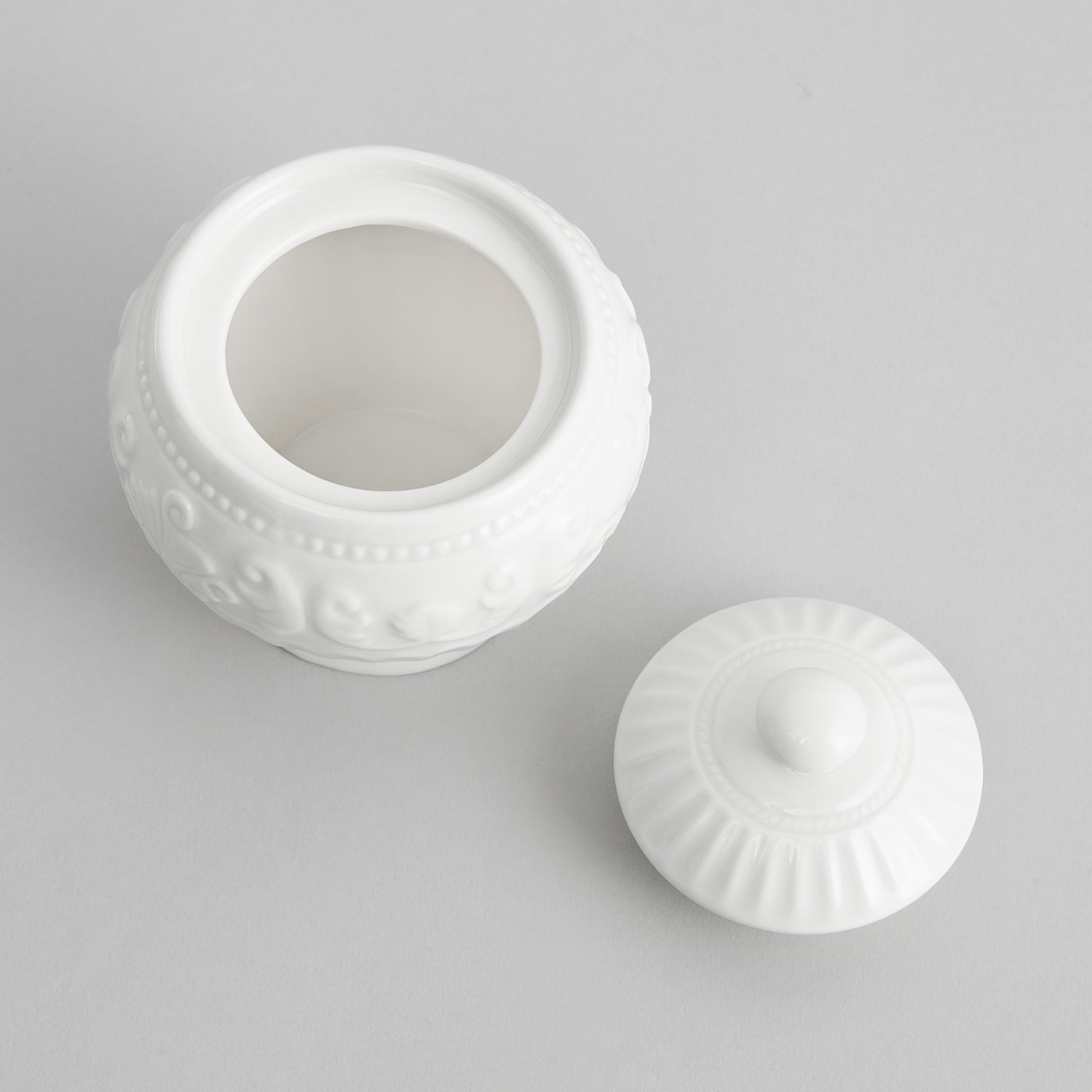 Сахарница Белое тиснение/Emboss White - фото № 3