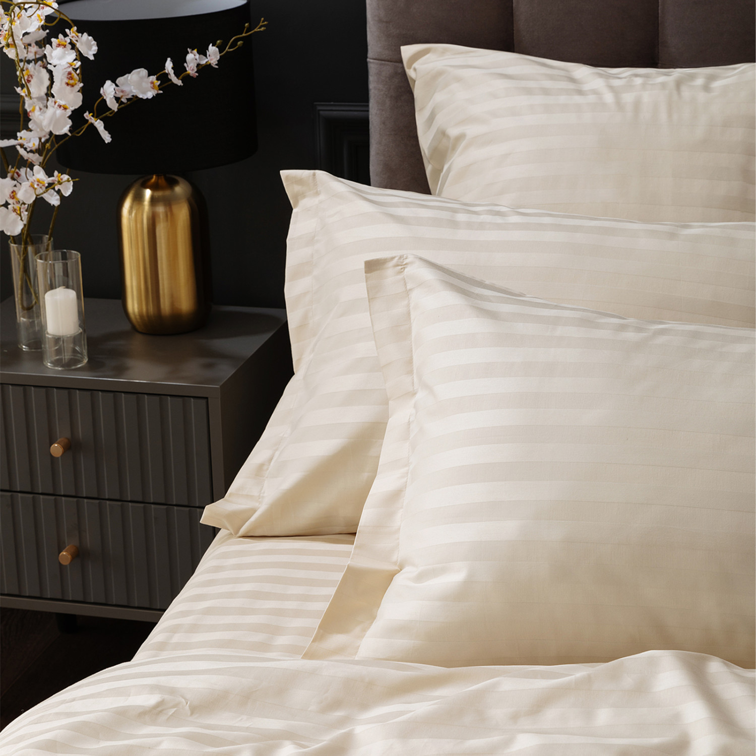 Постельное белье Экрю, страйп-сатин 40156 - фото № 9