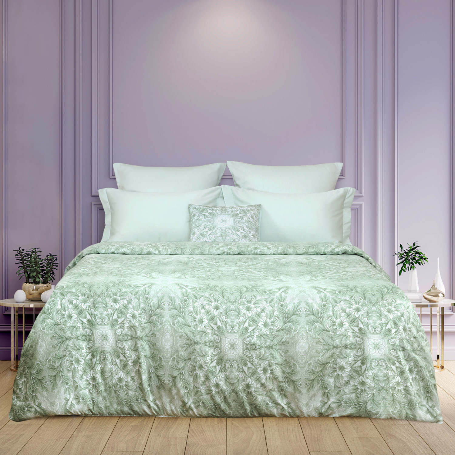 Постельное белье Venetto, зеленое (тубус) - фото № 2