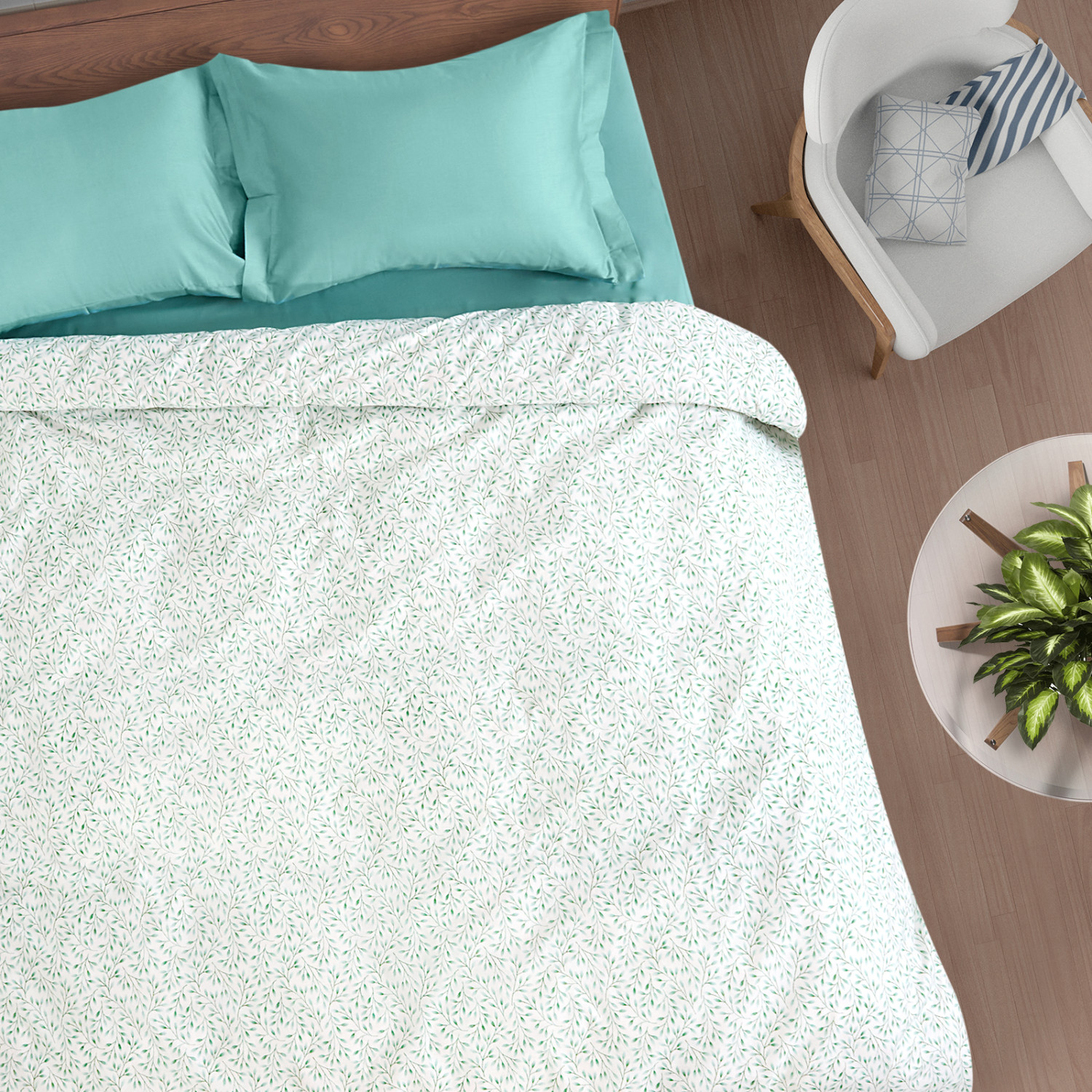 Пододеяльник Foglio, зеленый - фото № 4