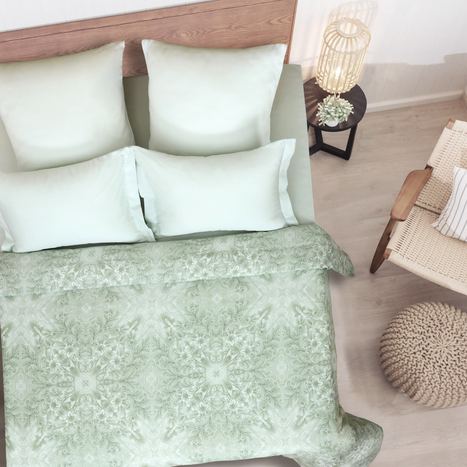 Постельное белье Venetto, зеленое (тубус) - фото № 3