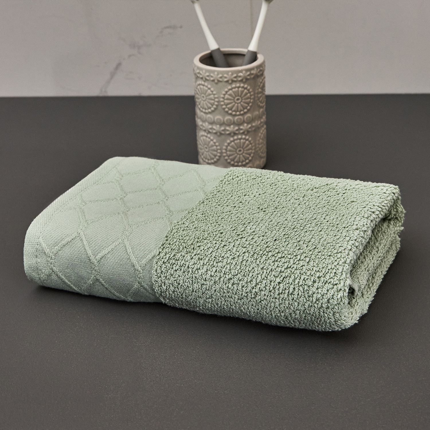 Полотенце махровое Savona, зеленое - фото № 4