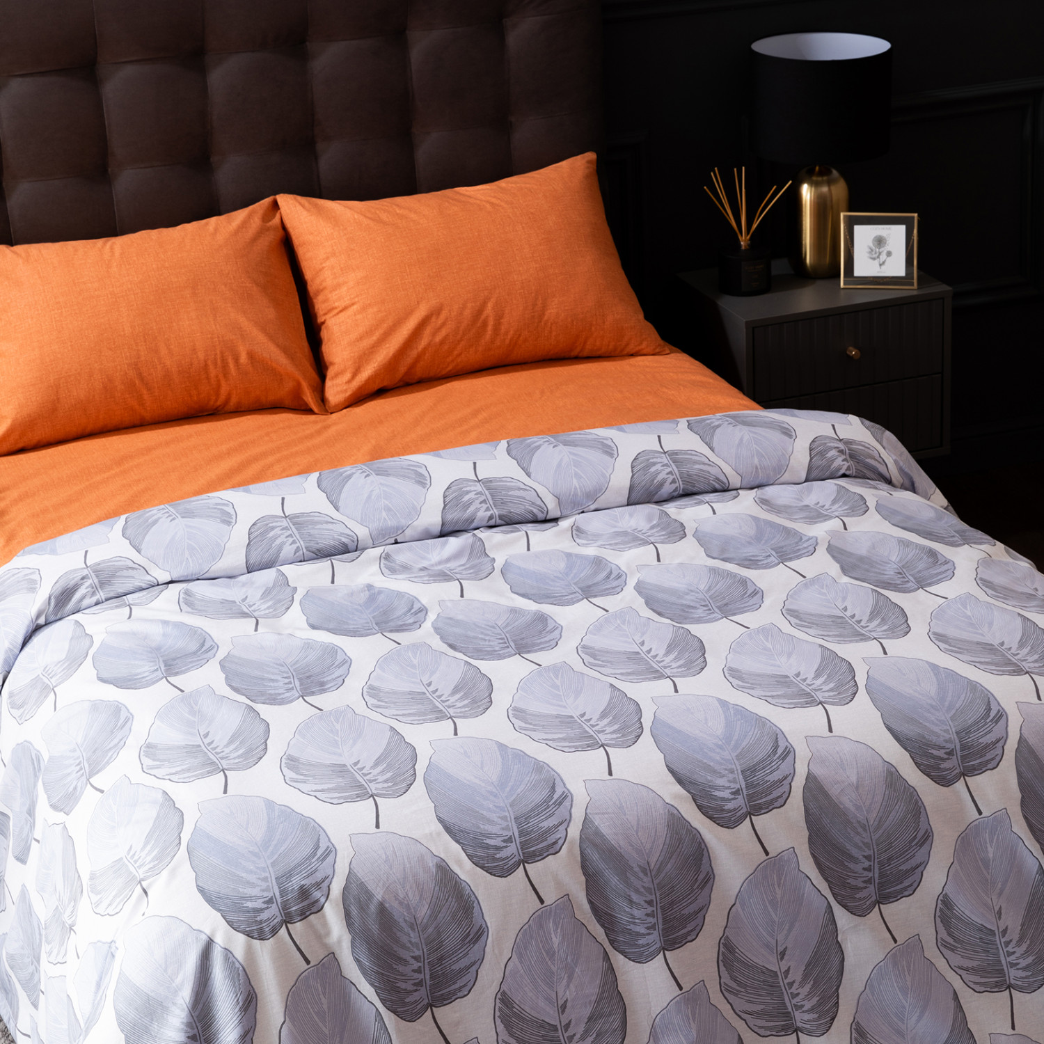 Постельное белье Modico Blue Orange/Модико (синие листья) - фото № 7