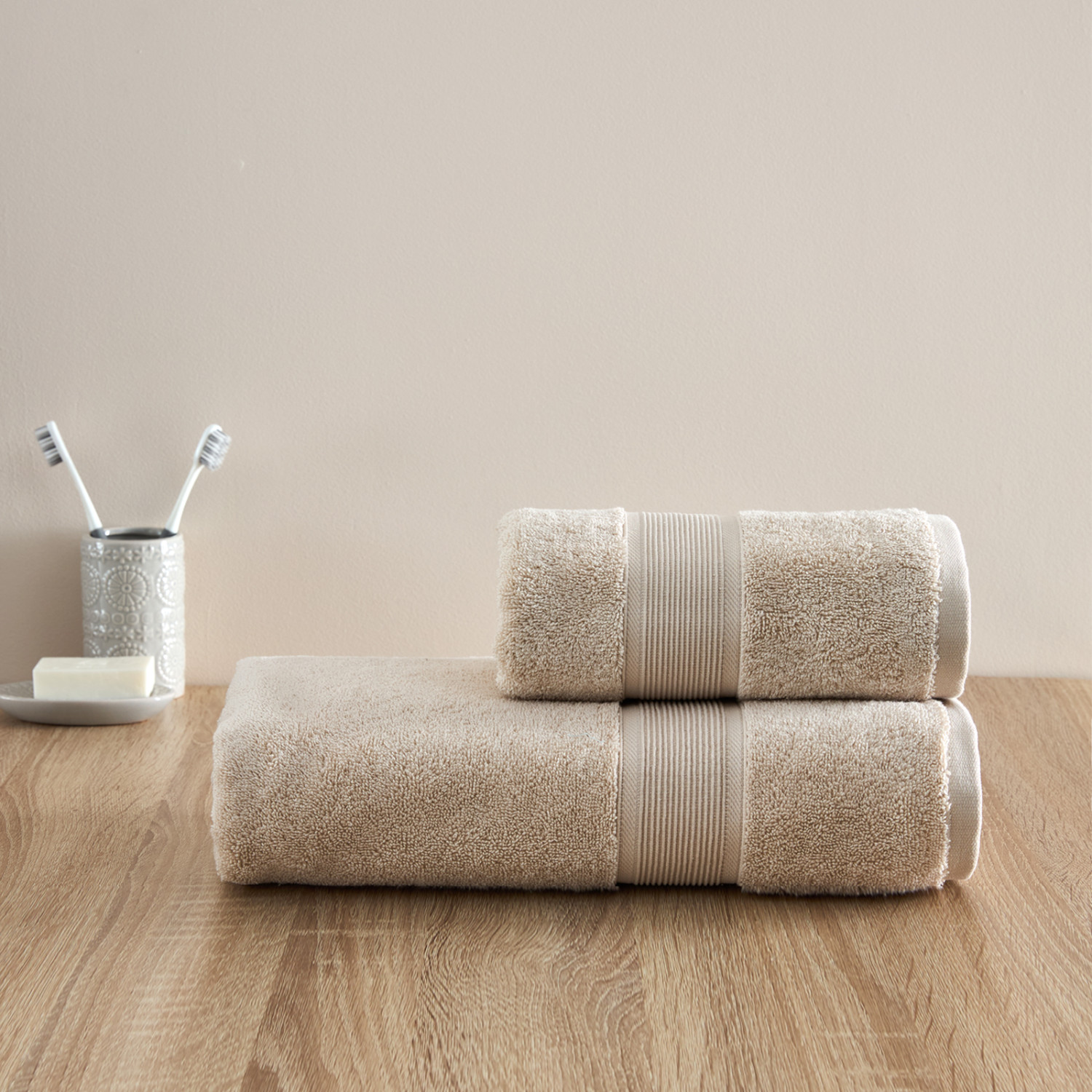 Полотенце махровое Classico, бежевое - фото № 7