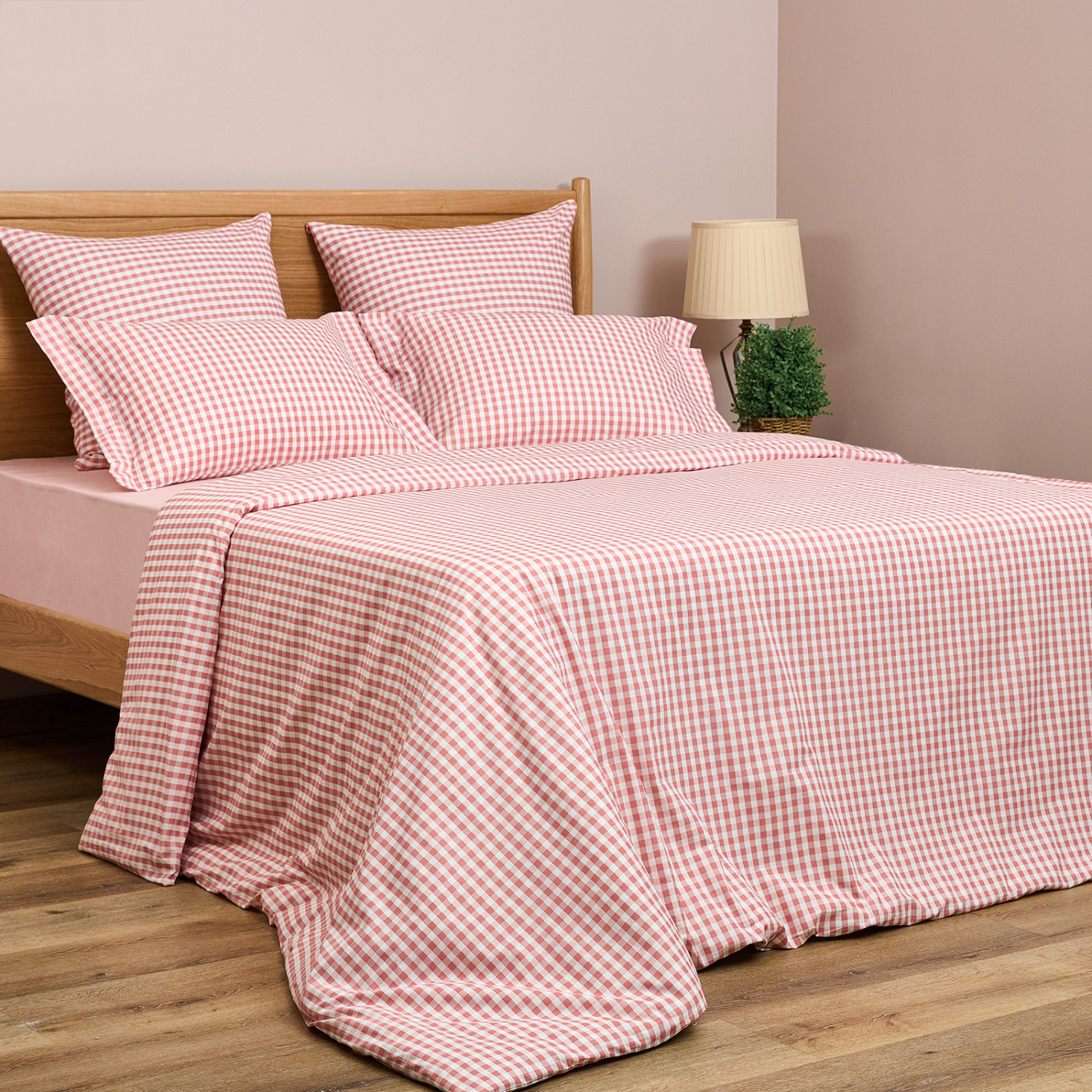 Постельное белье полукомплект Vichy, кораллово-розовое - фото № 5