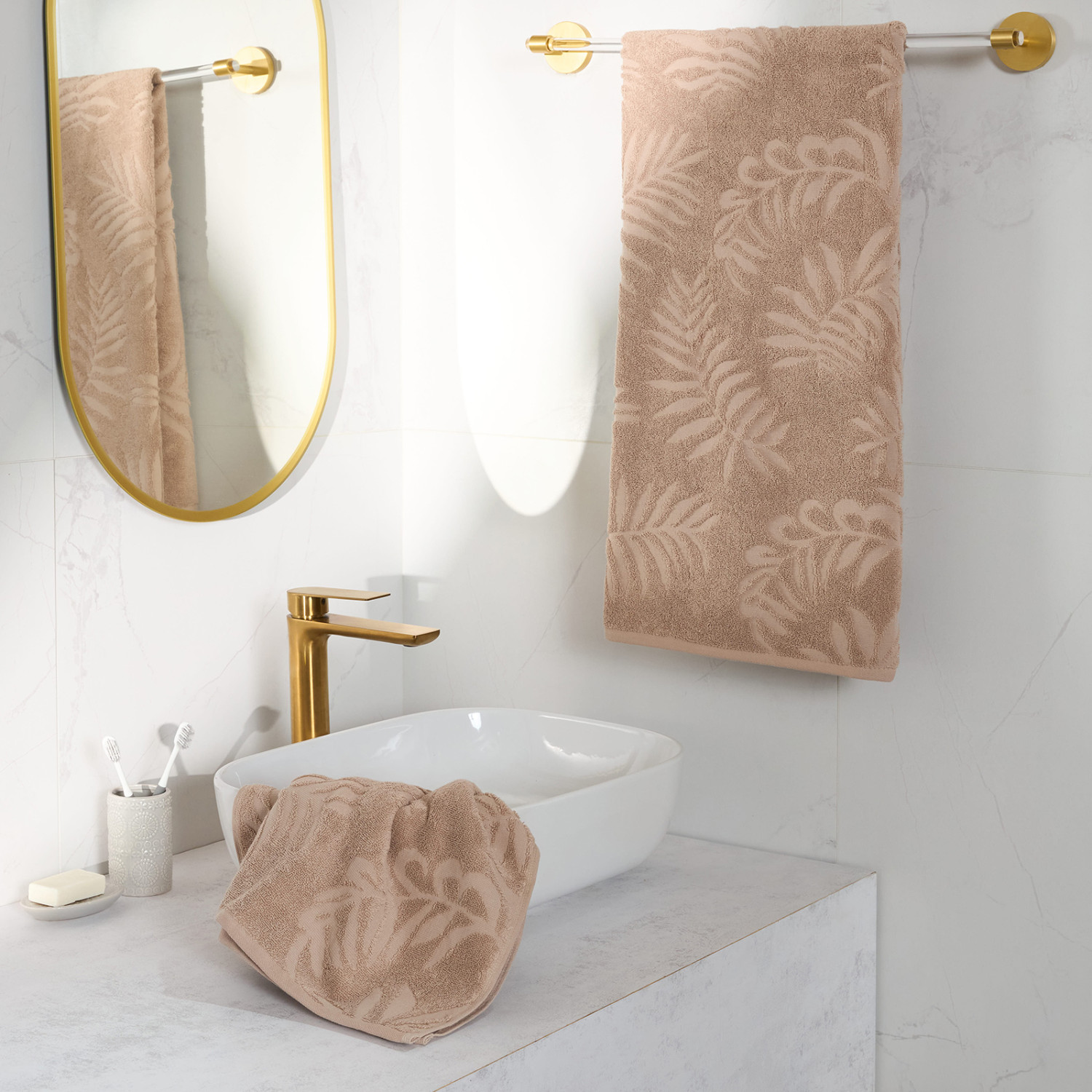 Полотенце махровое Tropico, бежевое - фото № 10