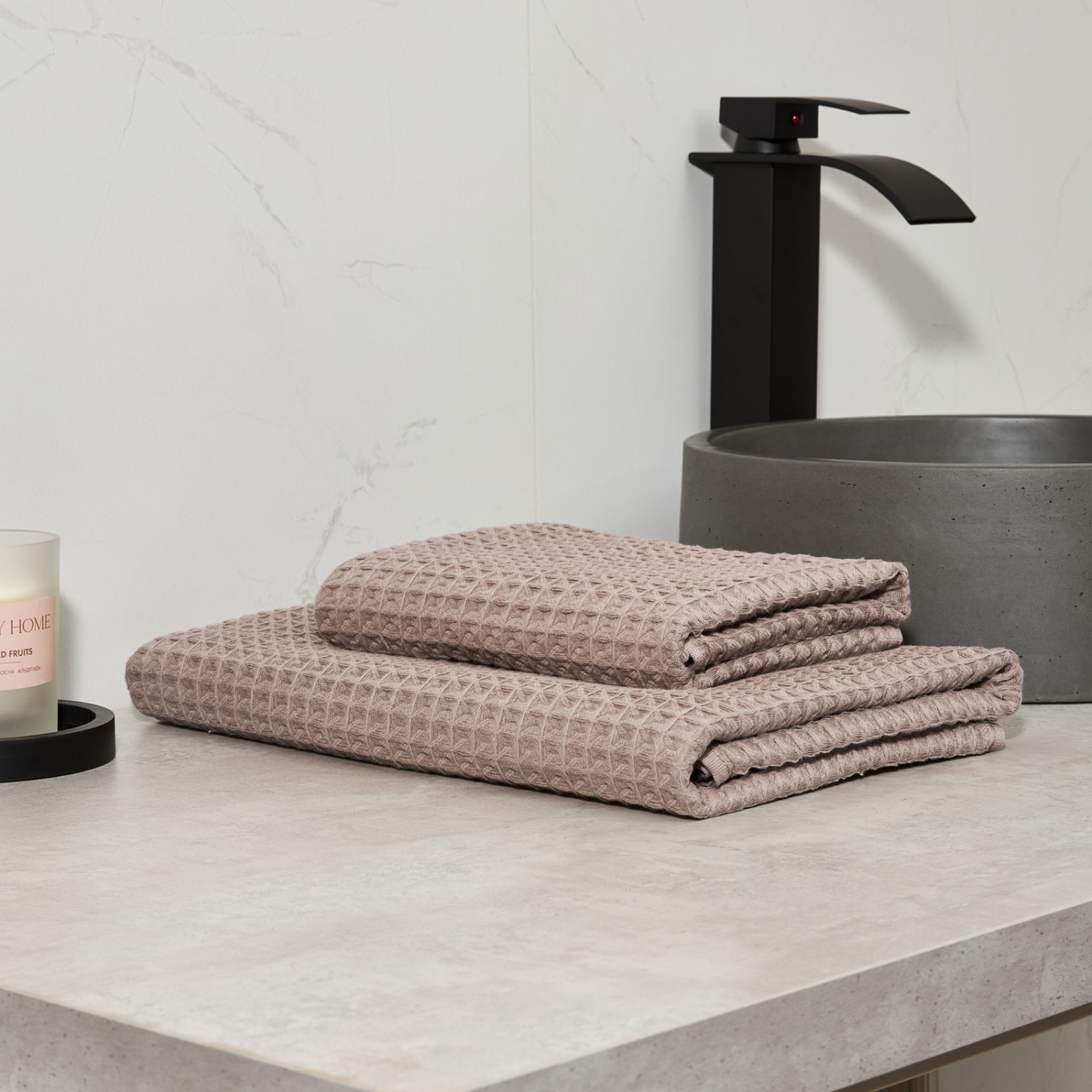 Полотенце вафельное Lorgo, коричневое - фото № 8