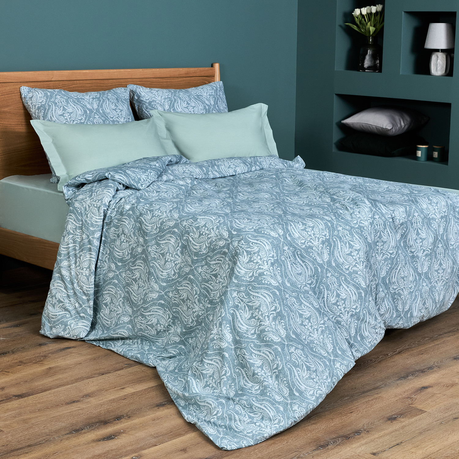 Постельное белье Damasco, голубое - фото № 6