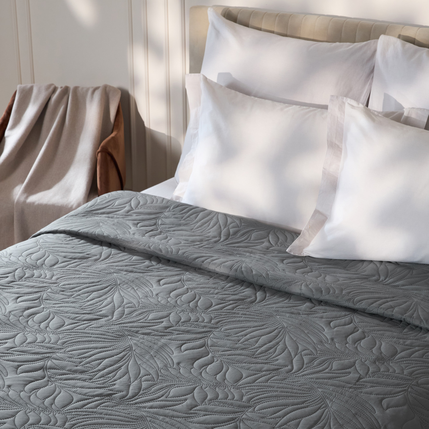 Покрывало Листочки/Fogliare, графит - фото № 2